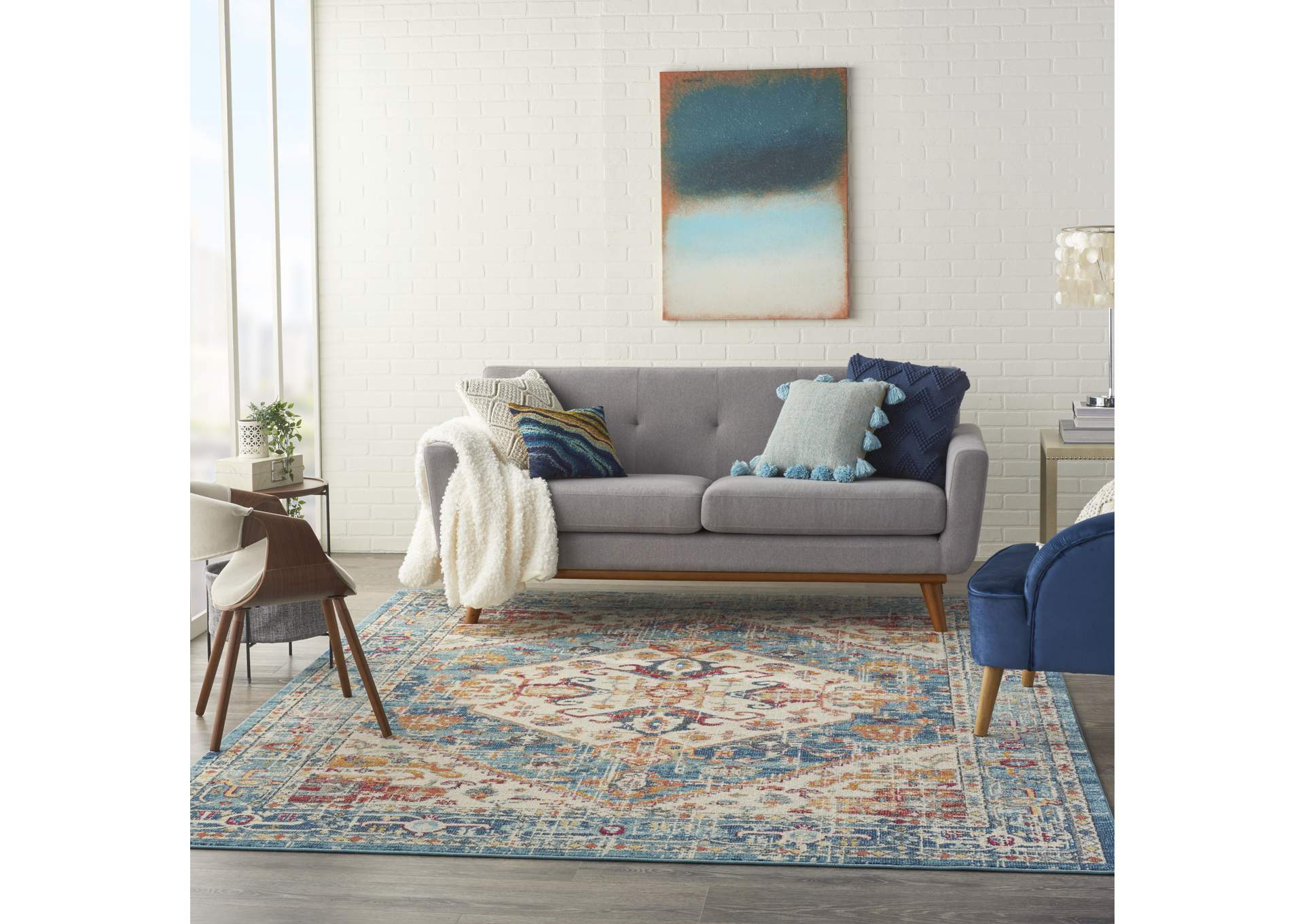 Nourison Passion 8' x 10' Ivory Light Blue Area Rug,Nourison