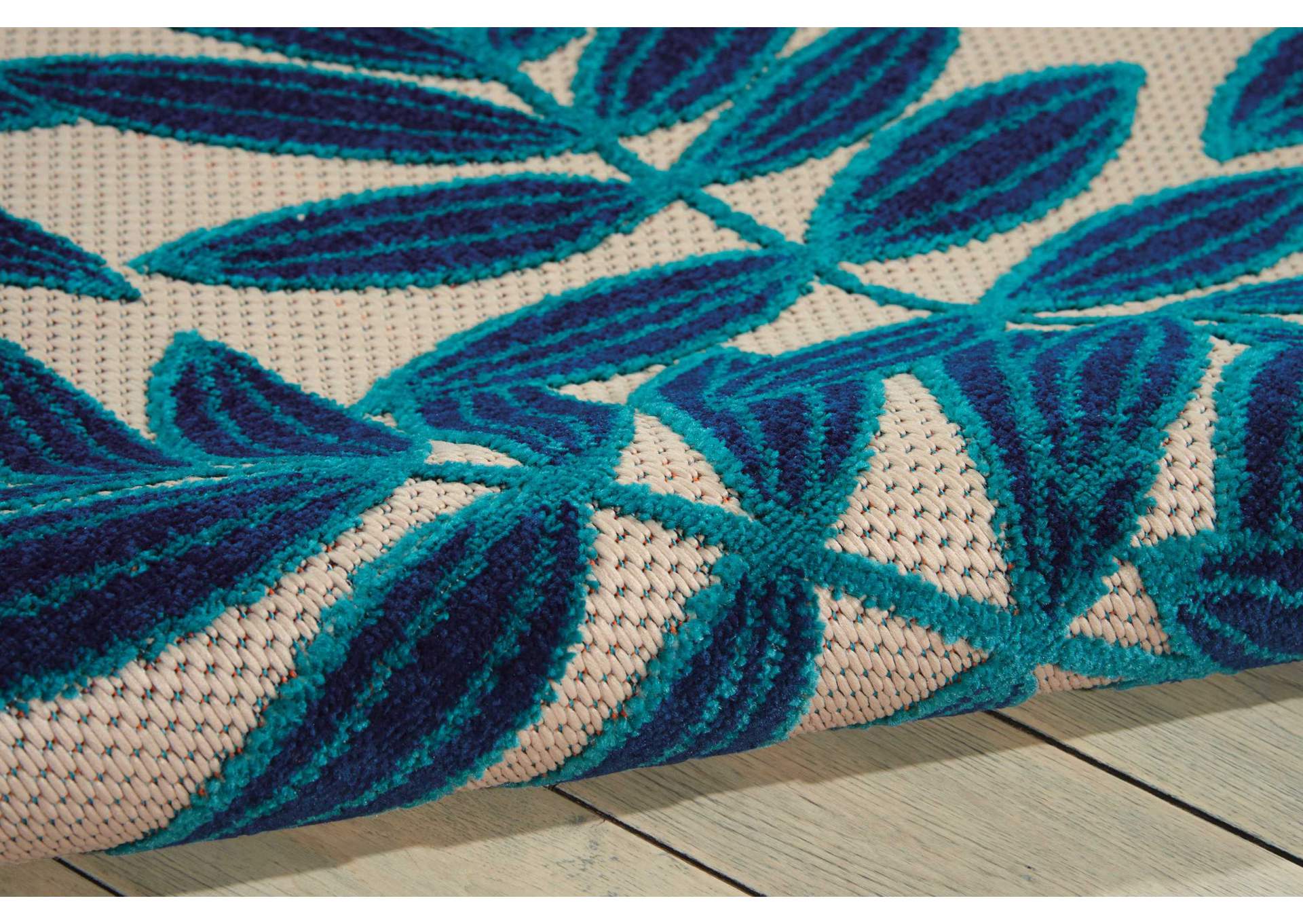 Nourison Aloha ALH18 Navy Blue and White 4'x6' Indoor-outdoor Area Rug,Nourison
