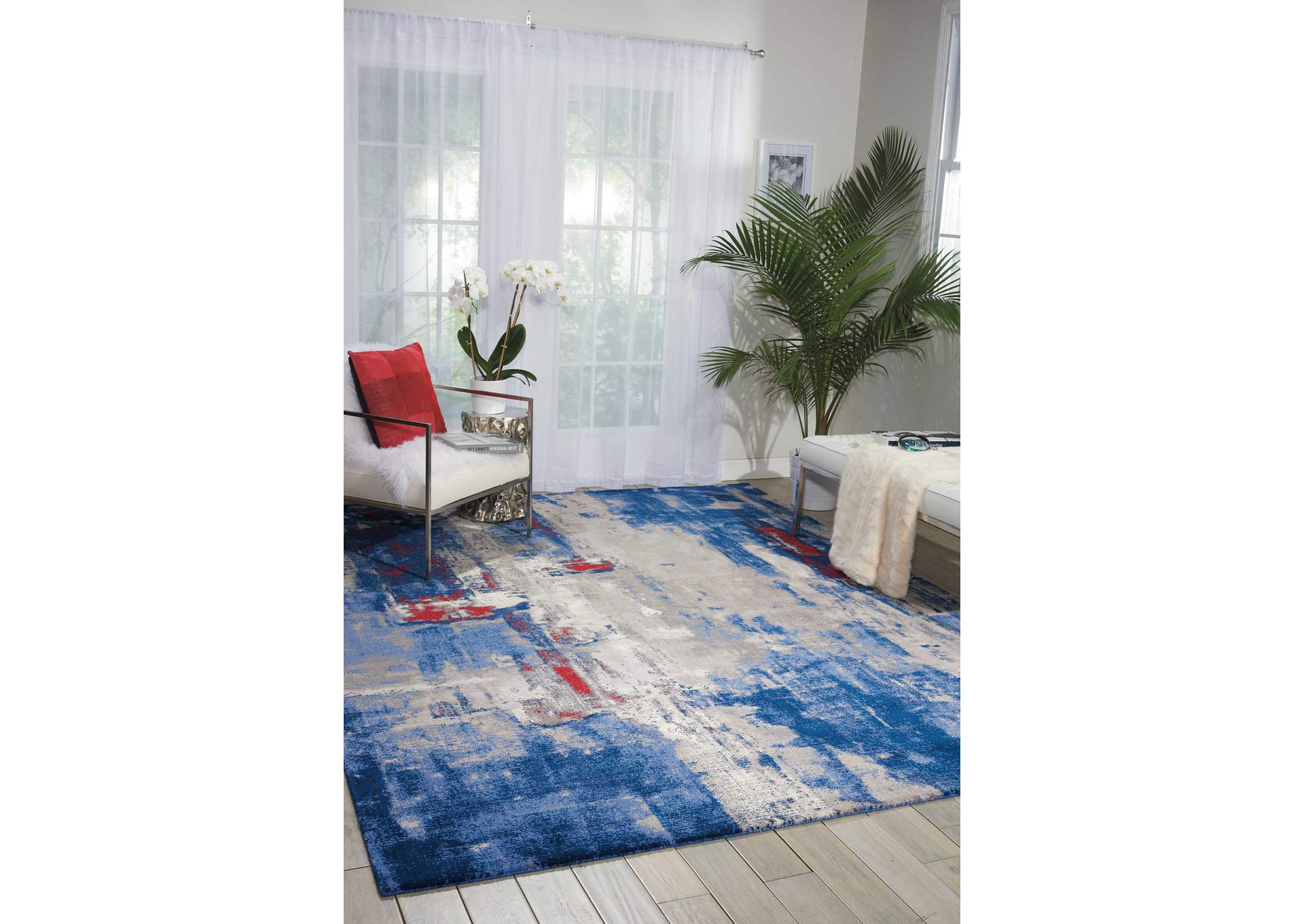 Nourison Twilight TWI20 Grey and Blue 8'x10' Large Rug,Nourison