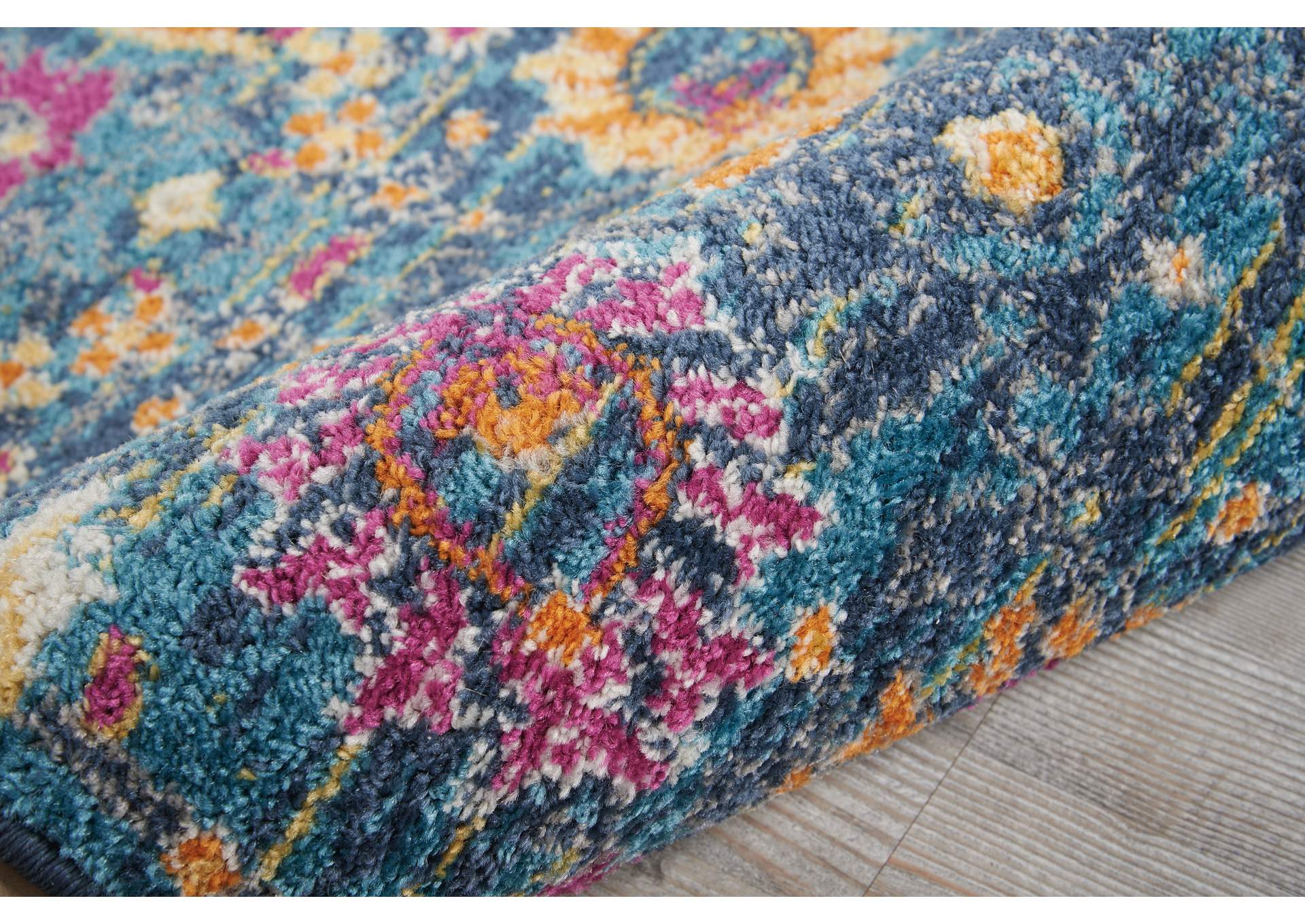 Nourison Passion PSN01 Blue Multicolor 6' Runner Hallway Rug,Nourison