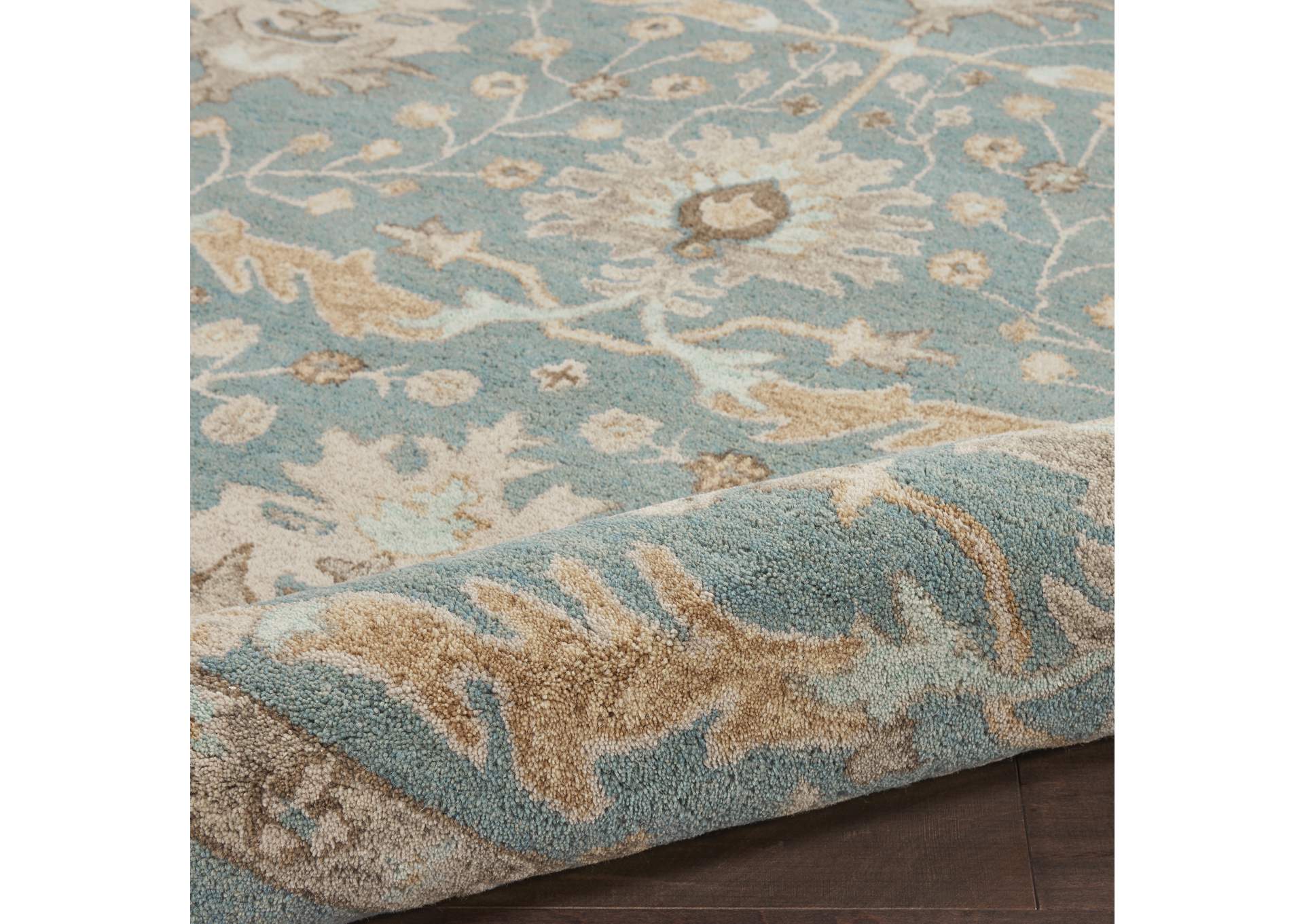 Nourison Jazmine JAZ02 Light Blue and Beige 5'x8' Persian Area Rug,Nourison