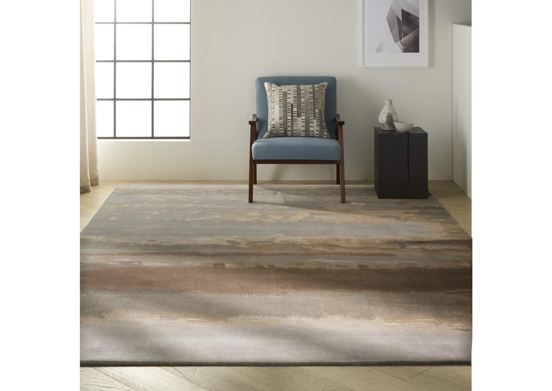 Calvin Klein Home Luster Wash SW12 Grey 8'x11' Rug,Nourison