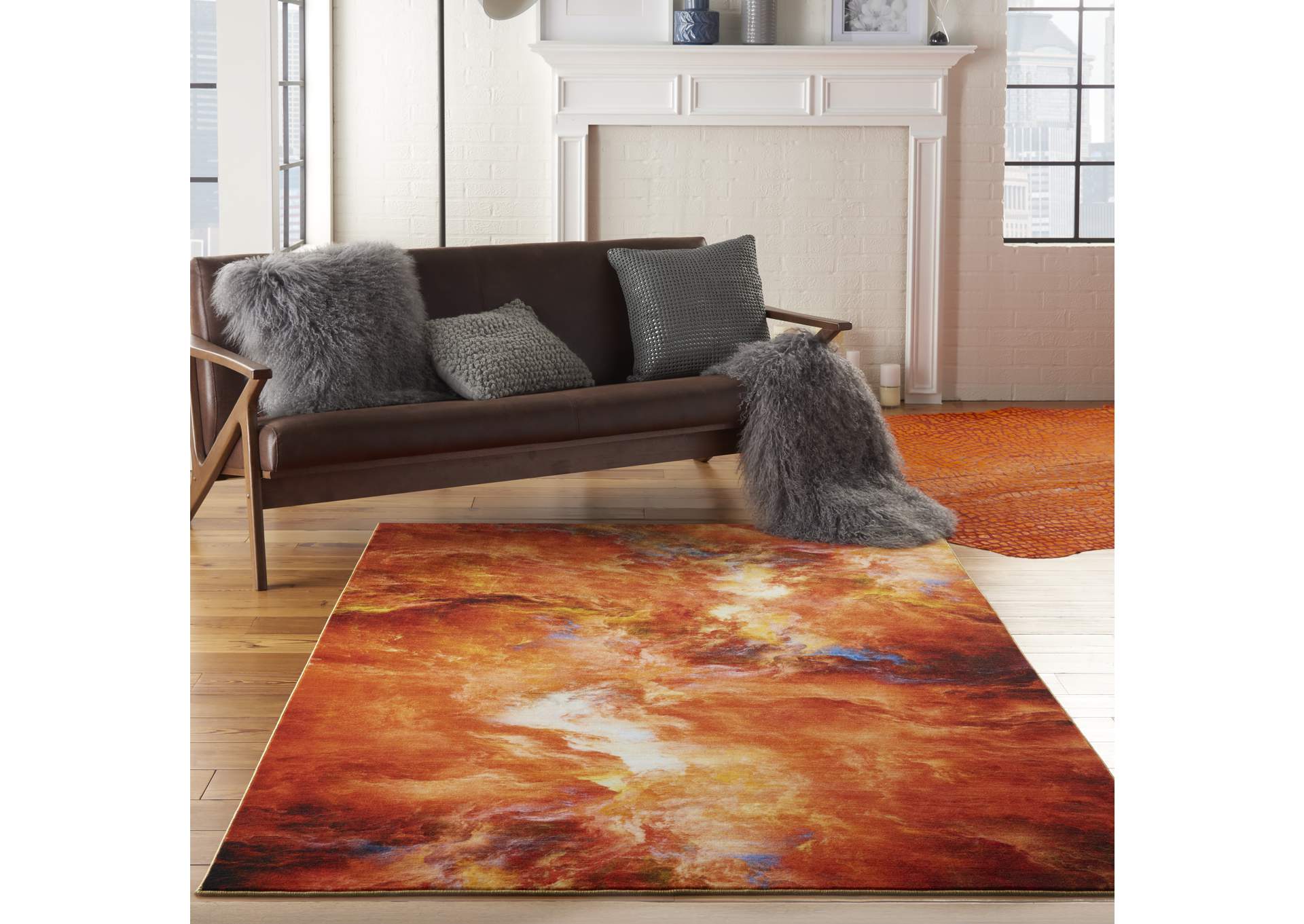Nourison Le Reve LER05 Orange 4'x6' PhotoReal Area Rug,Nourison
