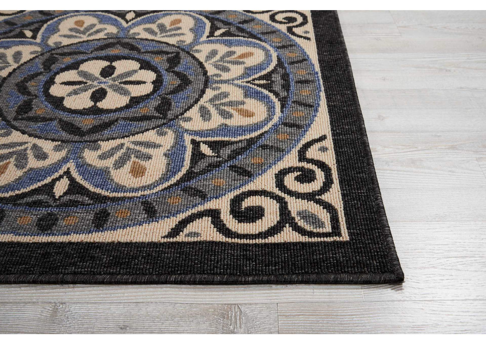 Nourison Caribbean CRB15 White and Black 8'x11' Oversized Rug,Nourison