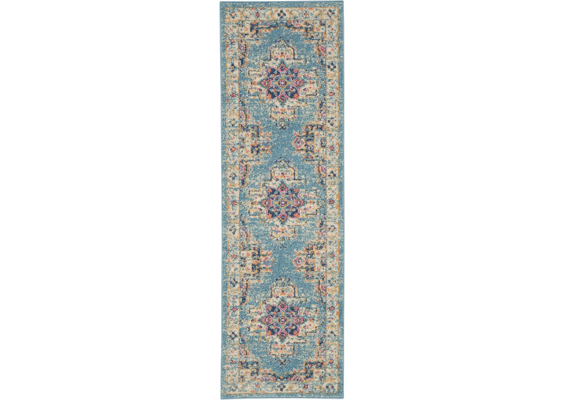 Nourison Passion 6' Runner Ivory Light Blue Area Rug,Nourison