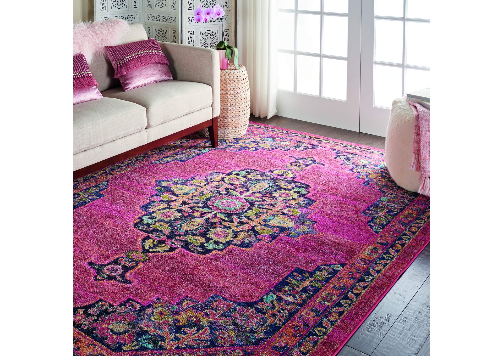 Nourison Passionate PST01 Pink Multicolor 7'x10' Large Rug,Nourison