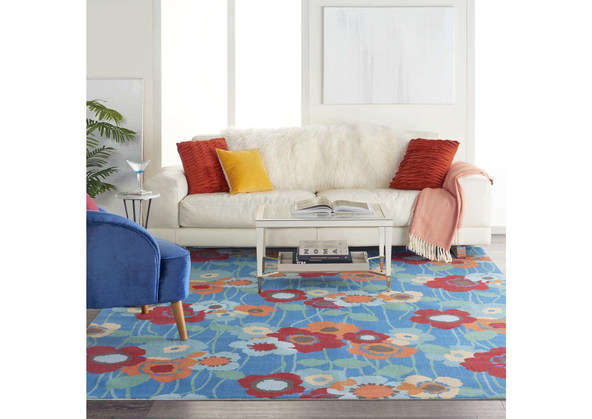 Waverly Sun N Shade SND27 Blue 8'x11' Rug,Nourison