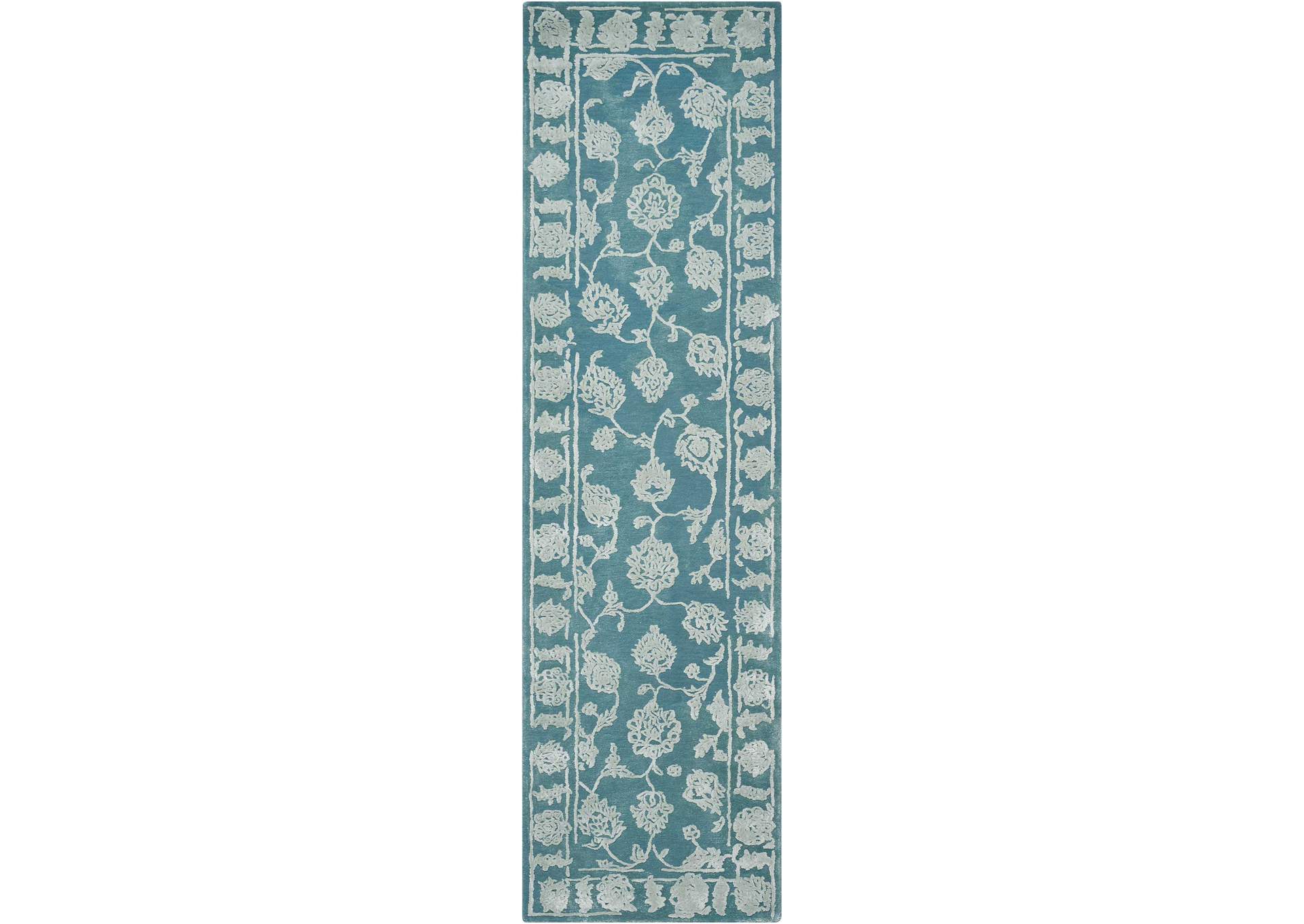 Nourison Opaline OPA12 Blue 8' Runner Hallway Rug,Nourison