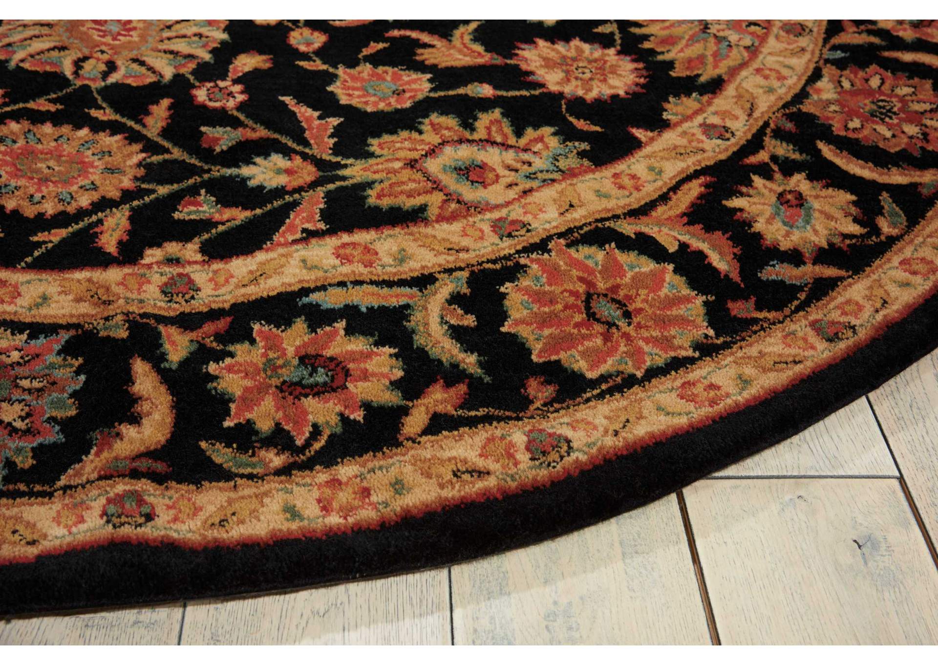 Nourison Living Treasures LI05 Black 8' Round Rug,Nourison