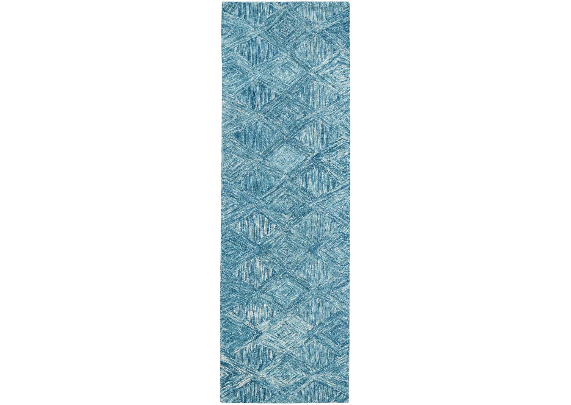 Nourison Linked Blue 8' Runner Wool Hallway Rug,Nourison