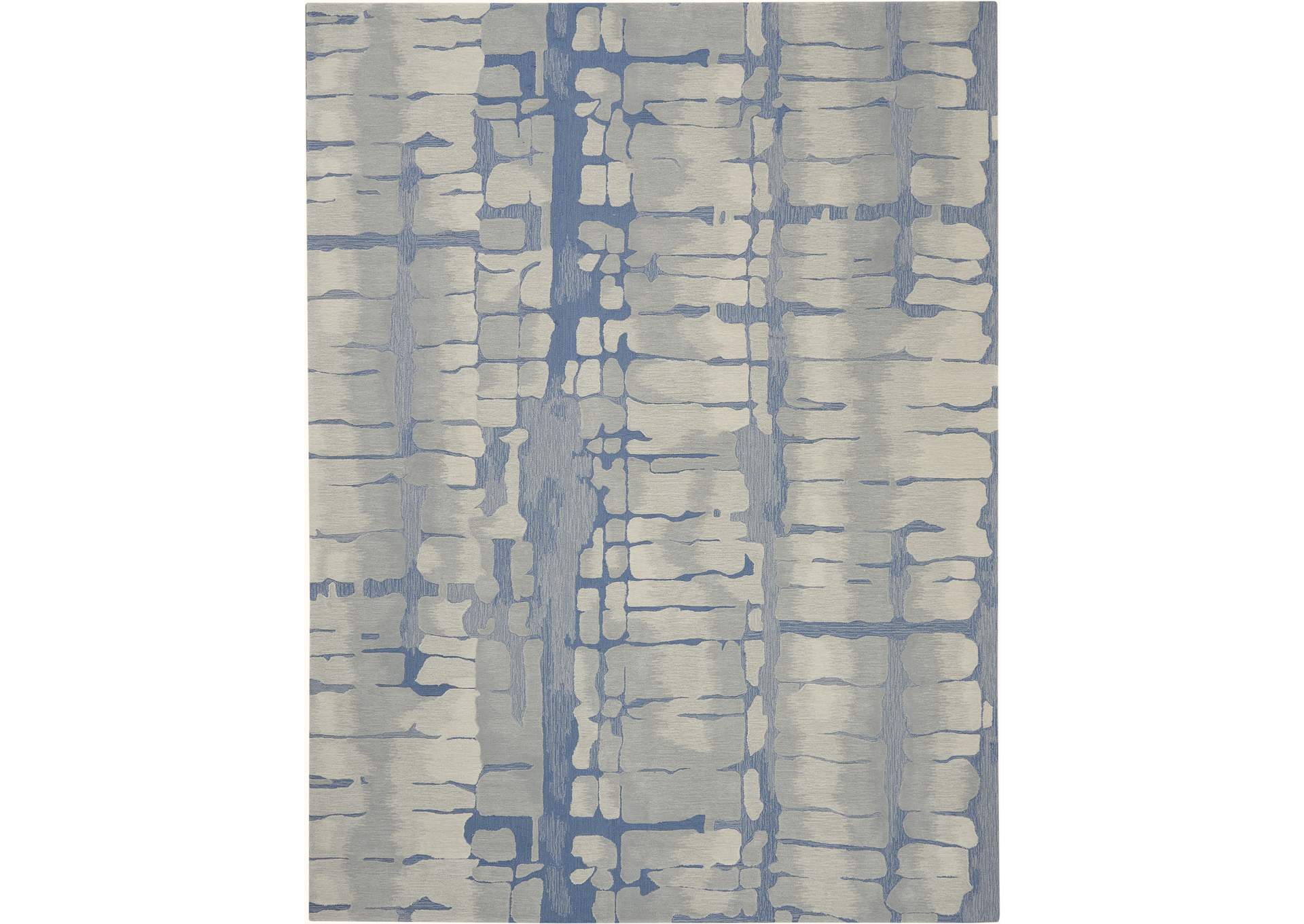 Nourison Symmetry SMM04 Blue and Grey 9'x12' Oversized Textured Rug,Nourison