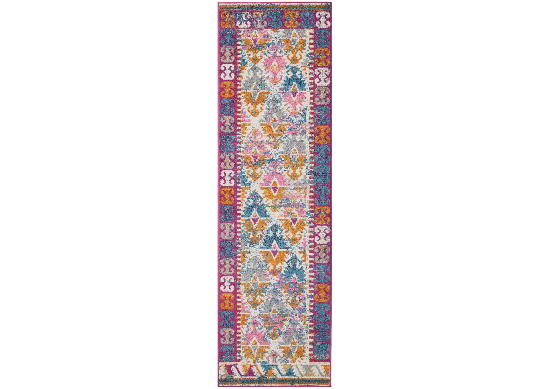 Nourison Passion PSN12 Pink Multicolor 8' Runner Hallway Rug,Nourison