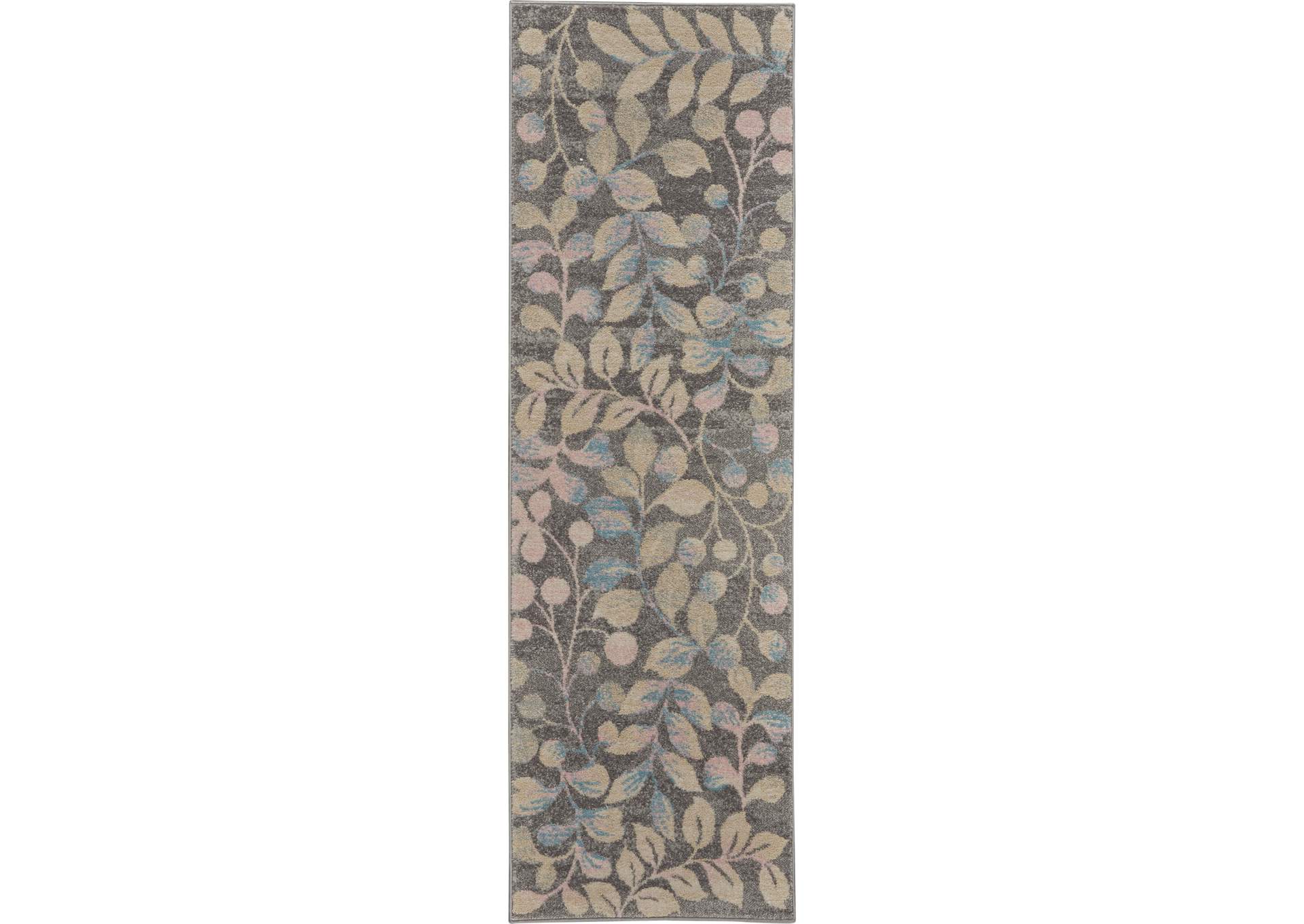 Nourison Tranquil TRA03 Beige and Grey 7' Runner Hallway Rug,Nourison