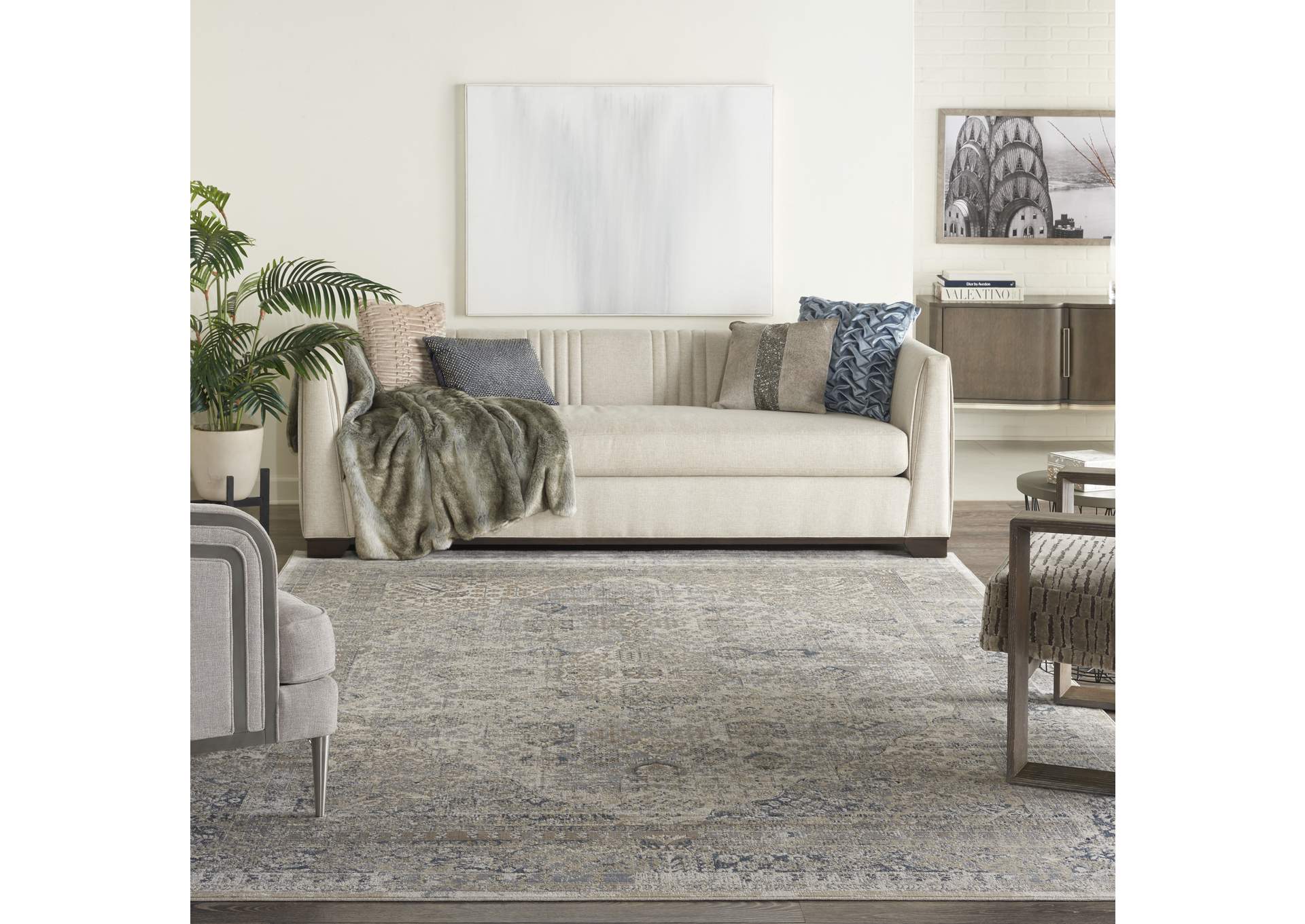 kathy ireland Home Malta MAI01 Blue and Ivory 8'x11' Rug,Nourison