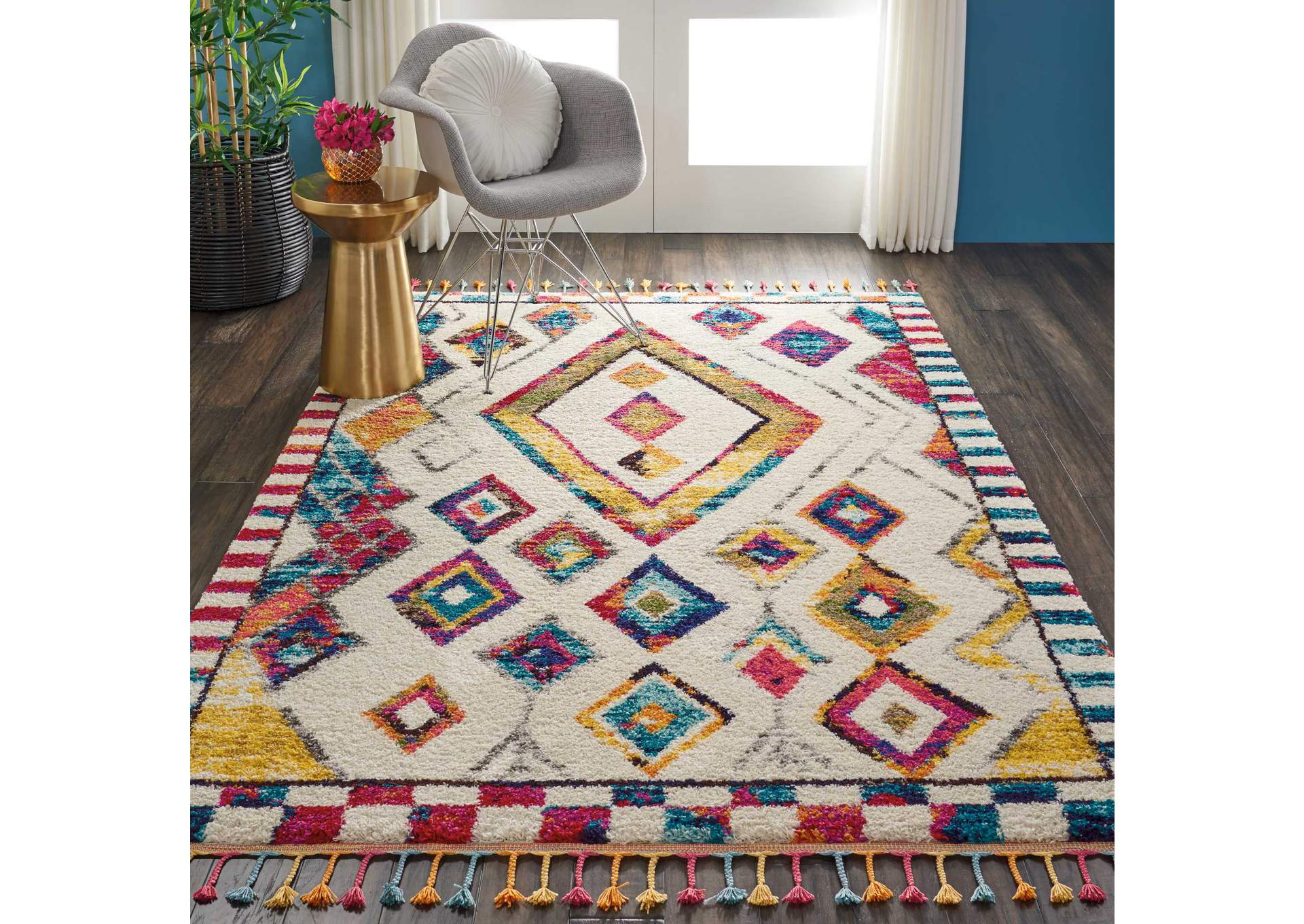 Nourison Nomad NMD02 White Multicolor 7'x10' Large Rug,Nourison