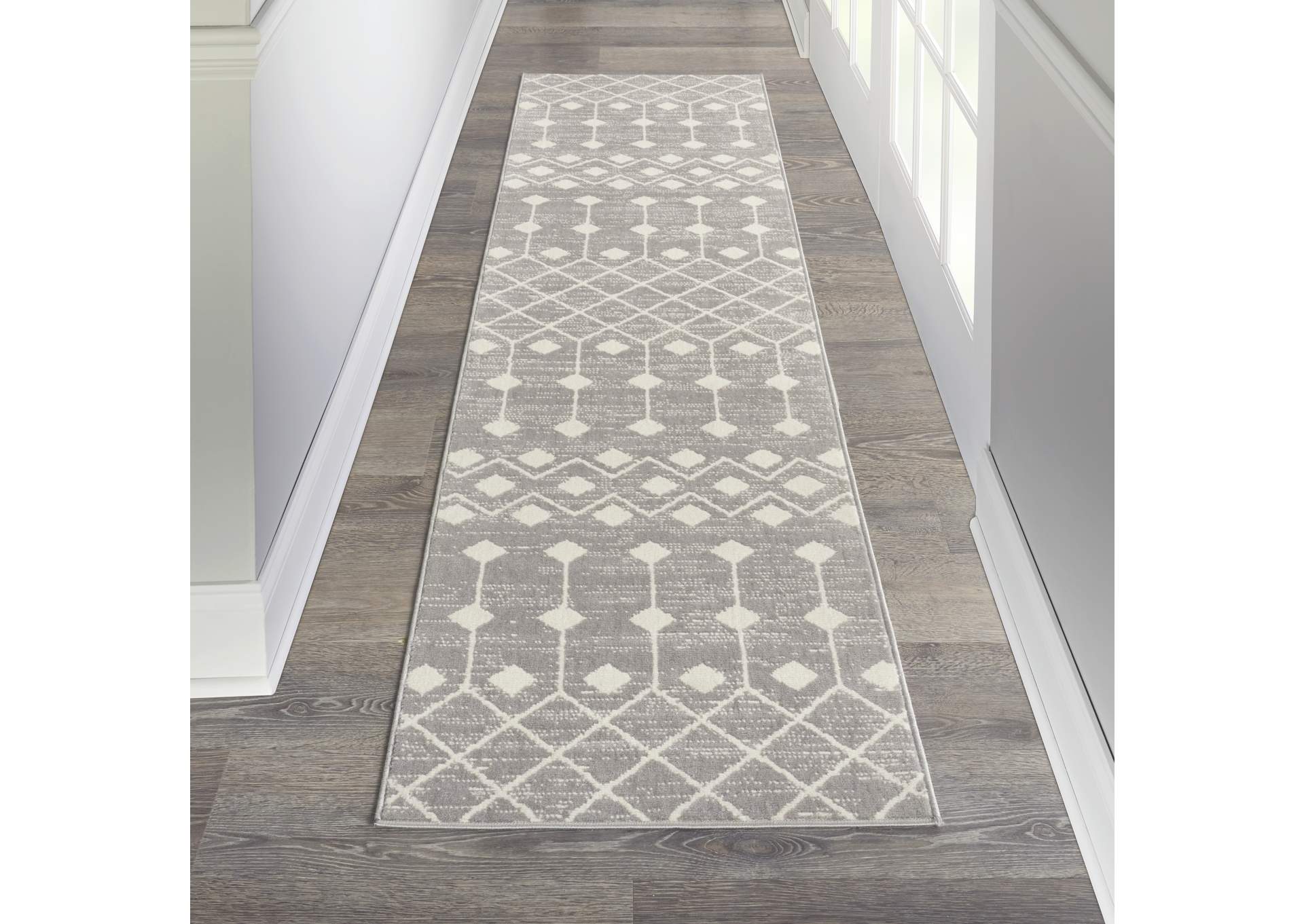 Nourison Grafix 12' Runner Grey Area Rug,Nourison