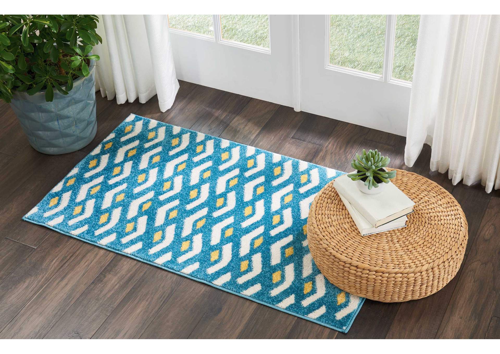 Nourison Harper 2' X 4' Blue Retro Area Rug,Nourison