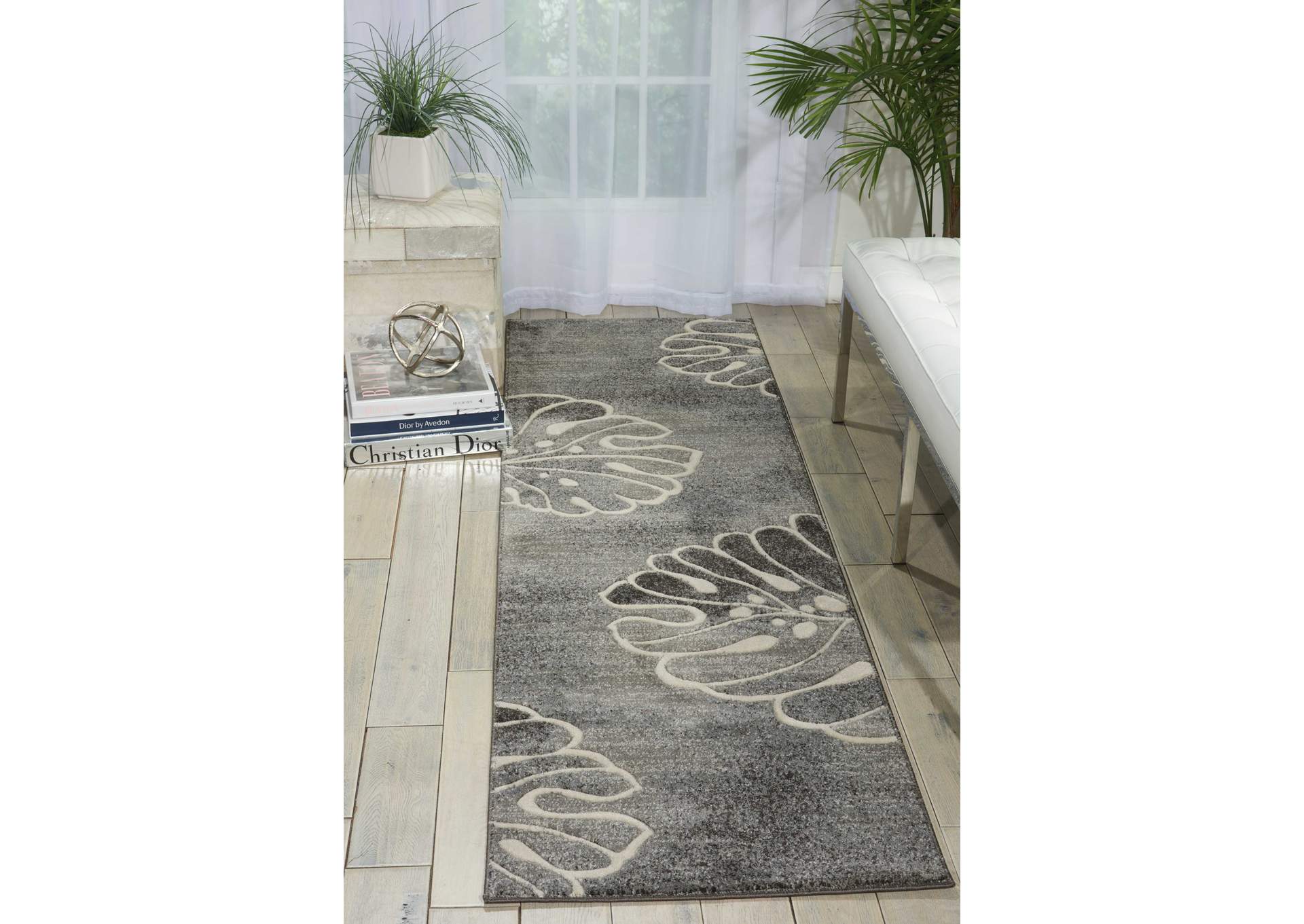 Nourison Maxell MAE04 Grey 8' Runner Hallway Rug,Nourison