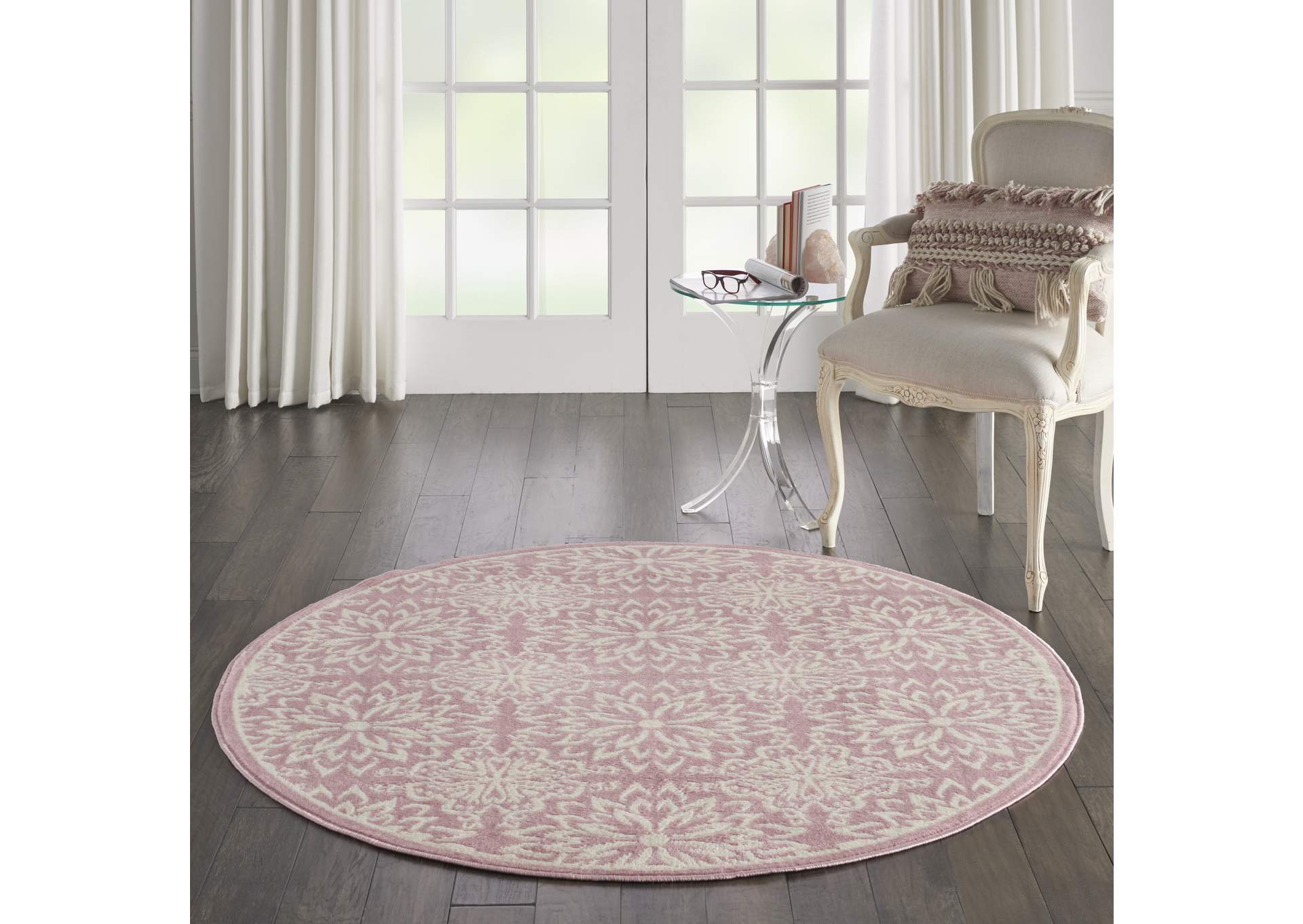 Nourison Jubilant JUB06 Pink 5' Round Beach Area Rug,Nourison