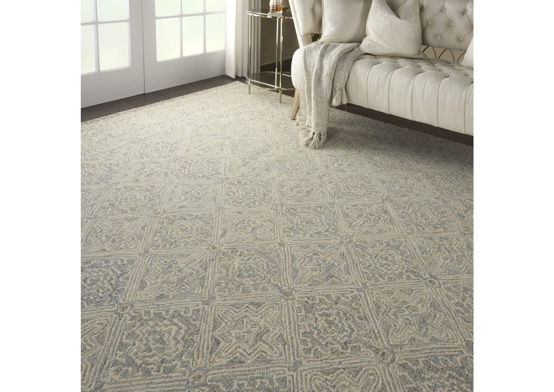 Nourison Azura AZM01 Light Blue and White 8'x11' Oversized Handcrafted Rug,Nourison