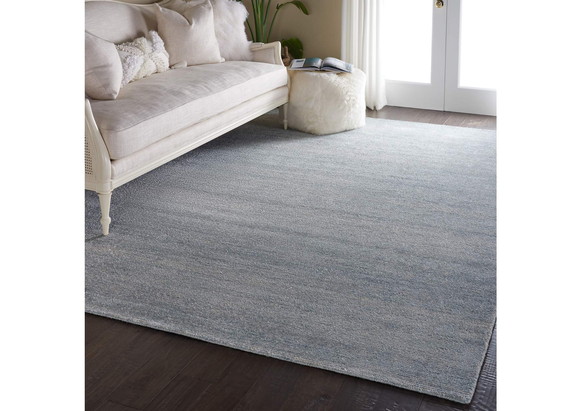 Nourison Weston WES01 Light Blue 8'x11' Oversized Textured Rug,Nourison