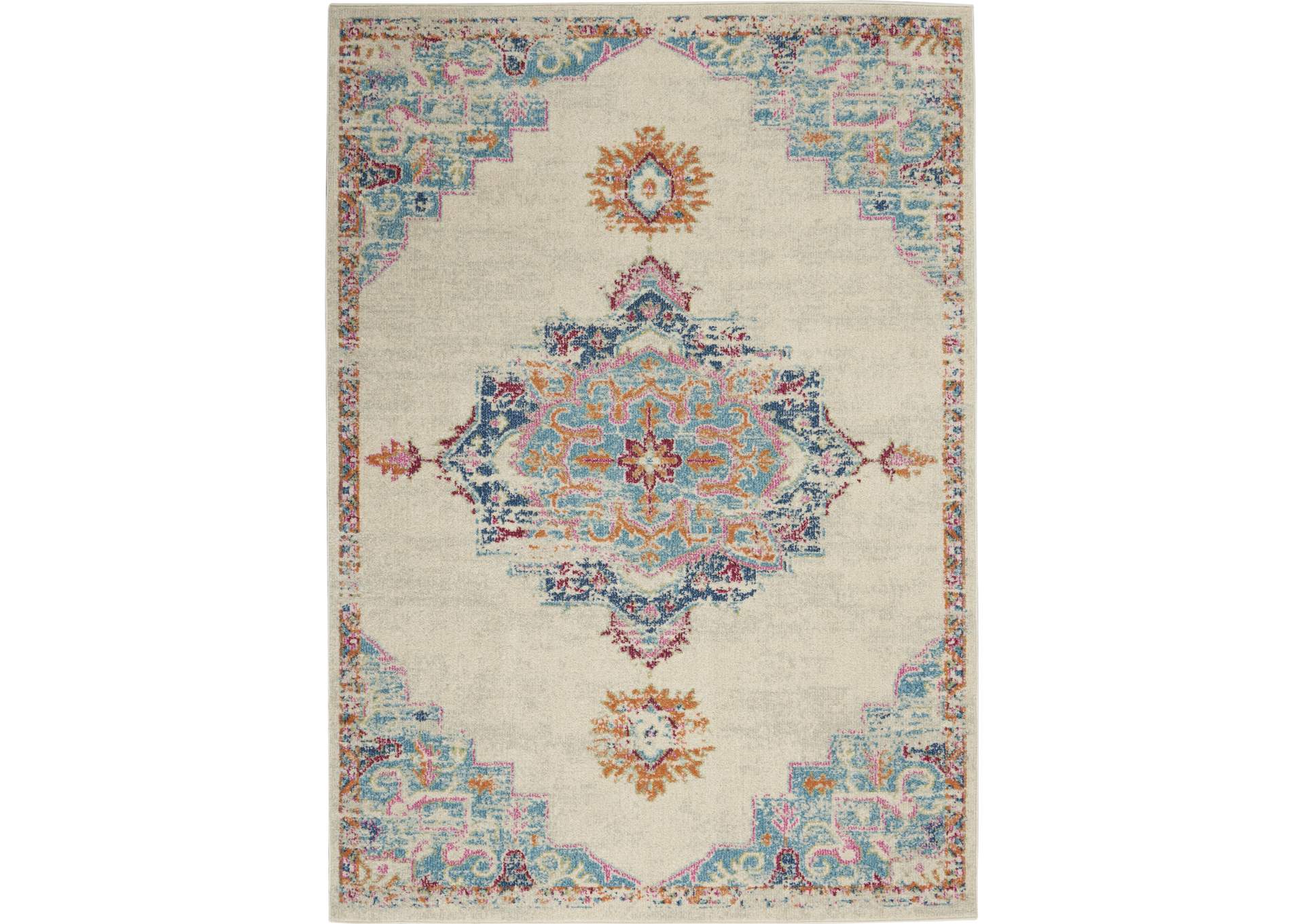 Nourison Passion 4' x 6' Grey, Ivory, Multicolored Bohemian Area Rug,Nourison