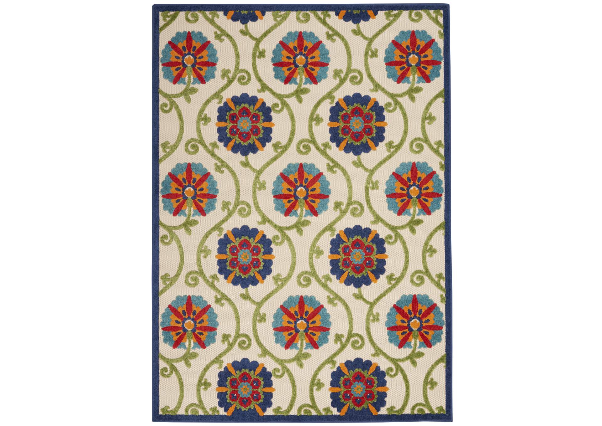 Nourison Aloha ALH19 8'x11' Blue Multicolor Easy-care Indoor-outdoor Rug,Nourison