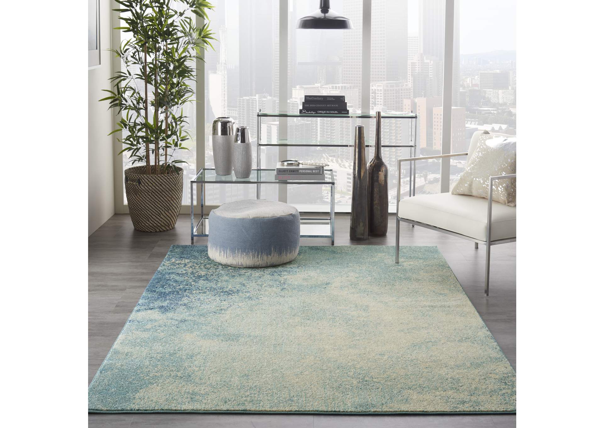 Nourison Passion 5' x 7' Navy Light Blue Area Rug,Nourison
