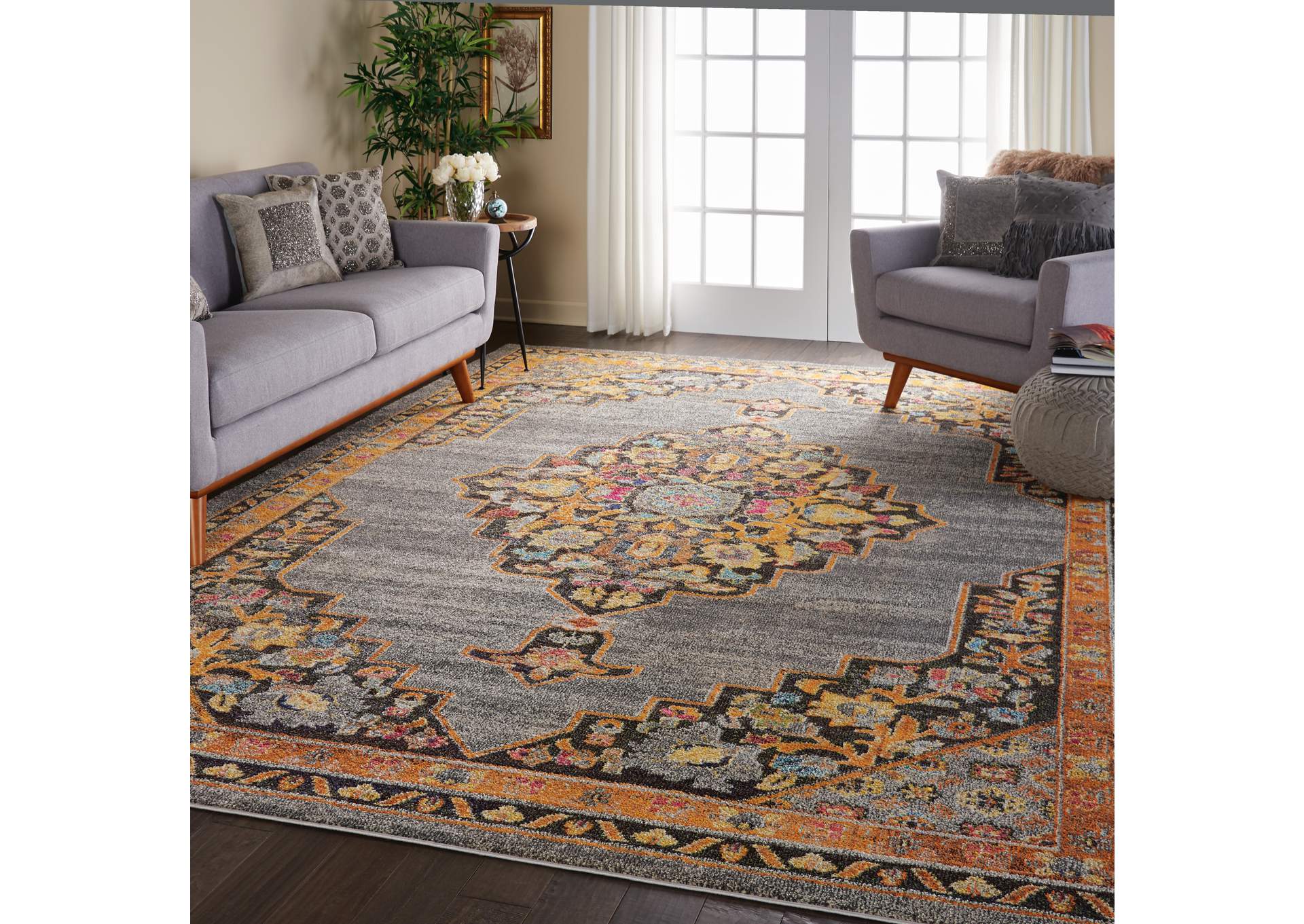 Nourison Passionate PST01 Grey Multicolor 9'x12' Oversized Rug,Nourison