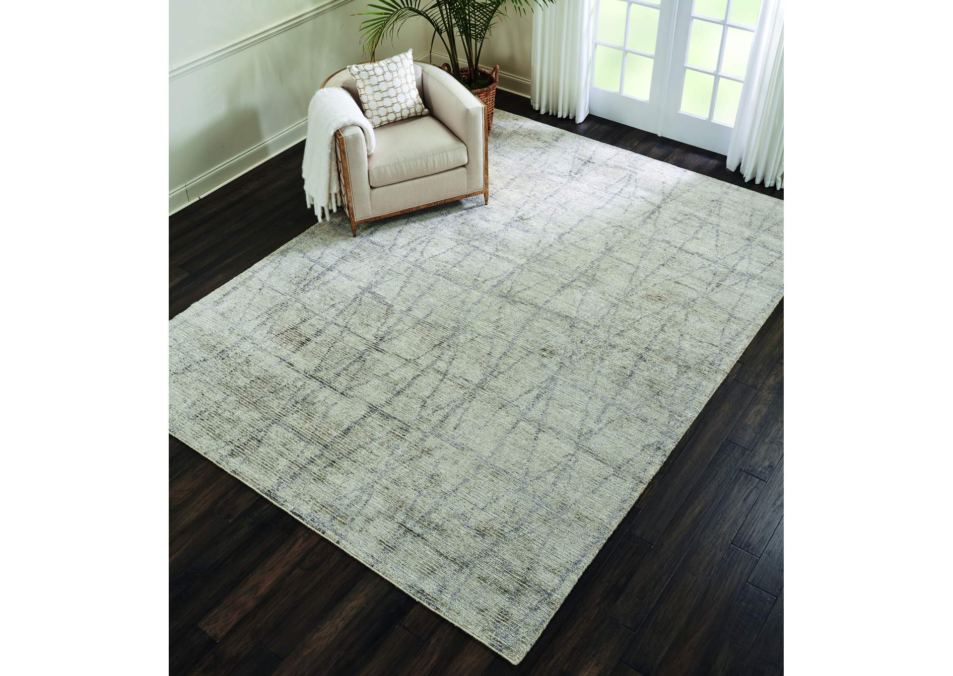 Nourison Ellora ELL02 Grey 9'x12' Oversized Handmade Rug,Nourison