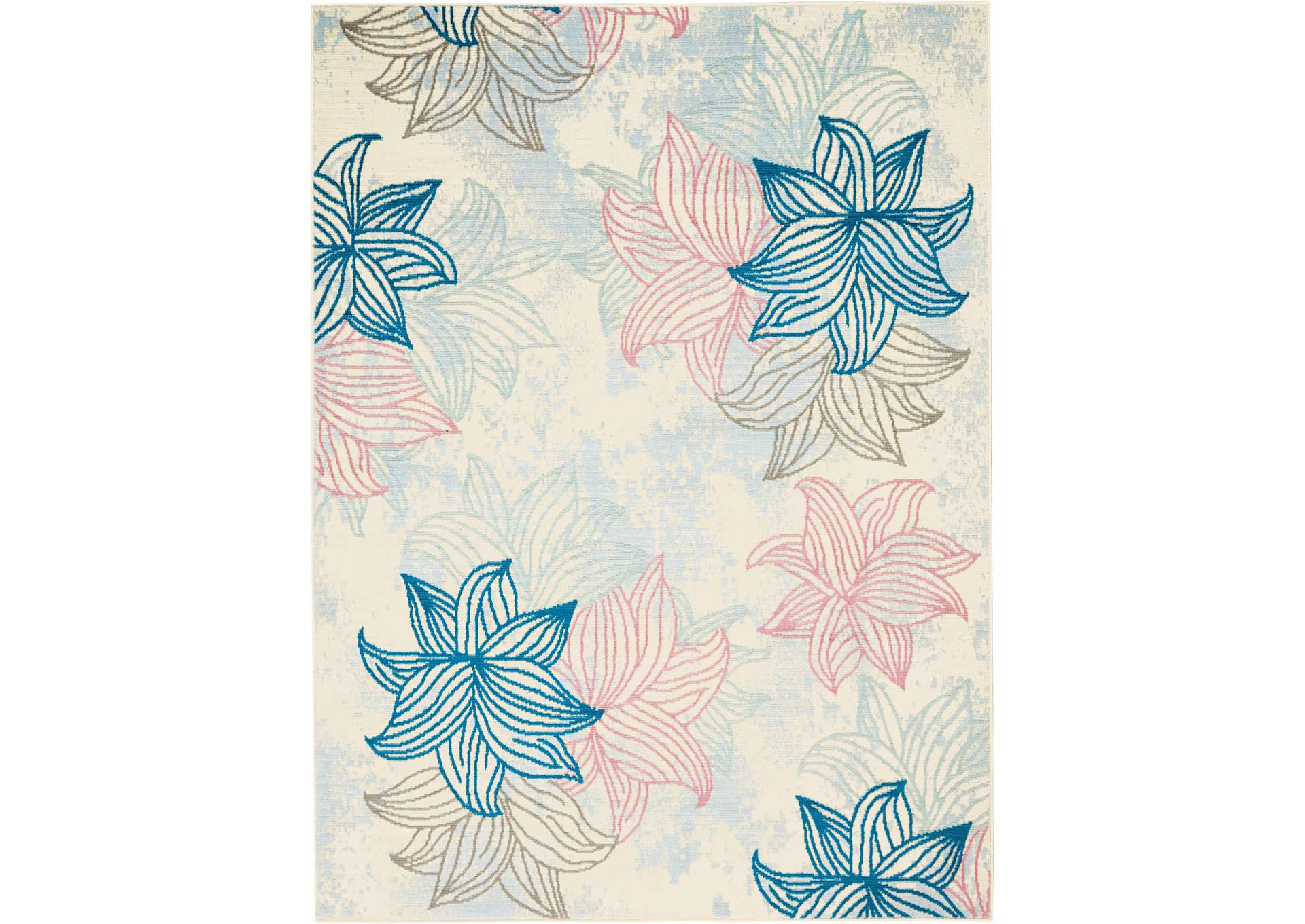 Nourison Jubilant JUB08 White Multicolor 5'x7' Beach Area Rug,Nourison