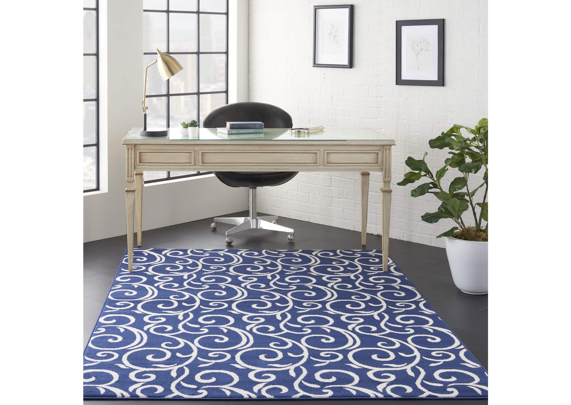 Nourison Grafix GRF19 Dark Blue 5'x7' Area Rug,Nourison