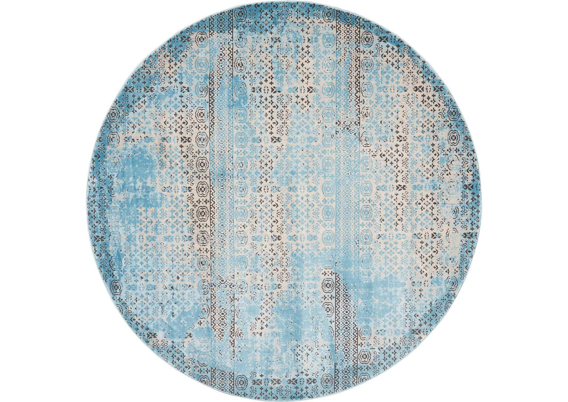 Nourison Karma KRM01 Blue 8' Round Large Rug,Nourison