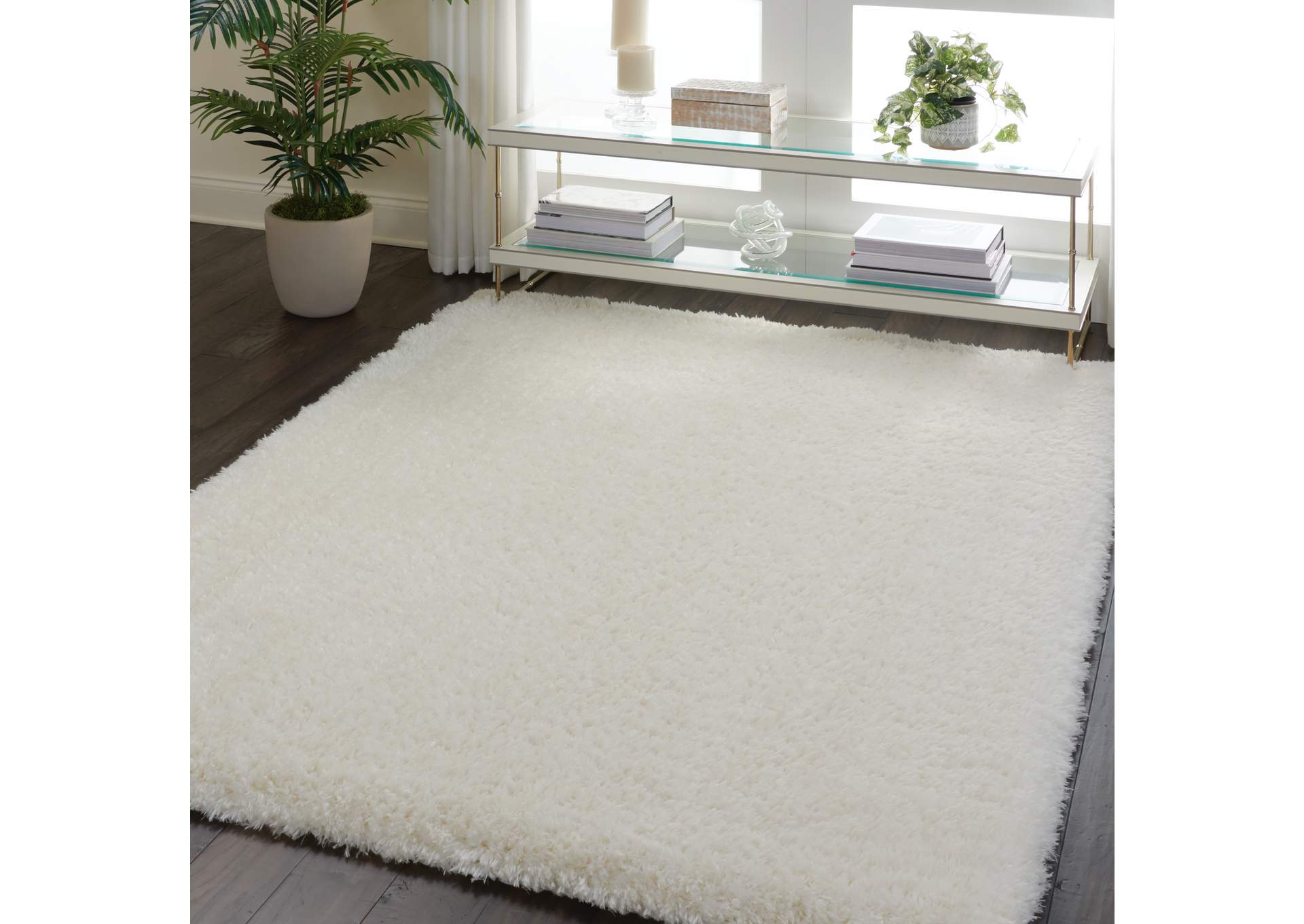 Nourison Luxe Shag LXS01 White 5'x7' Flokati Area Rug,Nourison