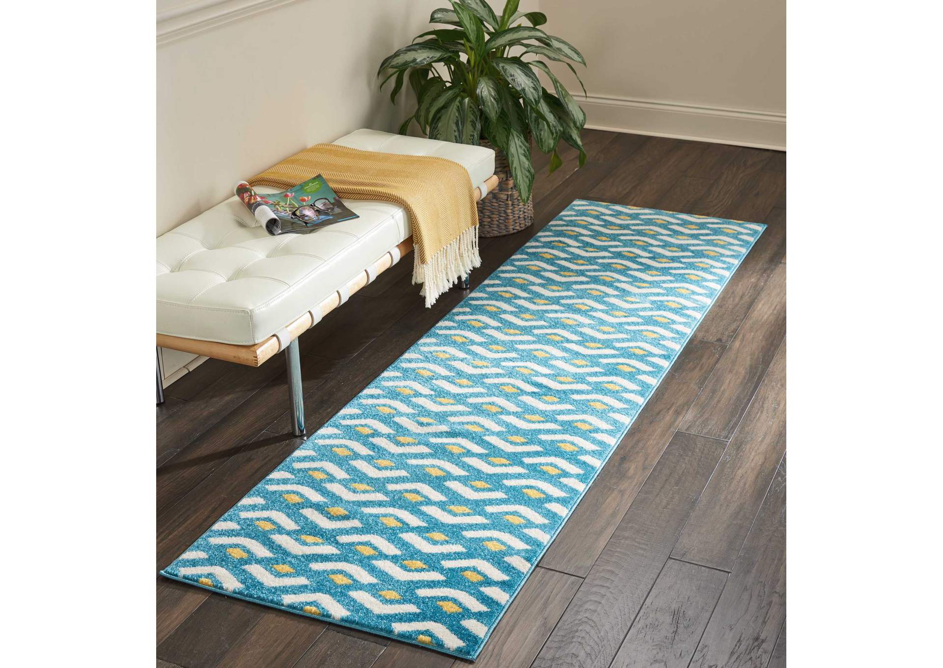 Nourison Harper DS300 Blue 8' Runner Hallway Rug,Nourison