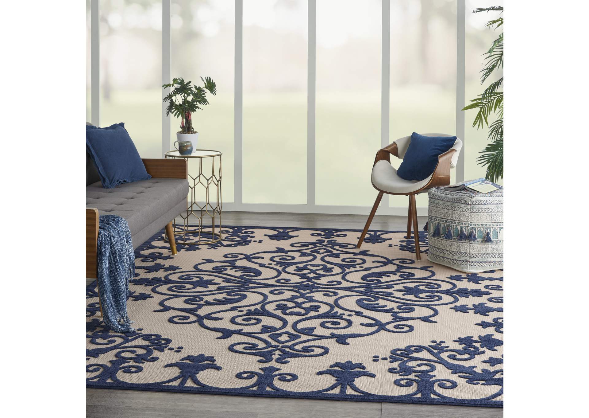 Nourison Aloha ALH12 Navy 8'x11' Oversized Indoor-outdoor Rug,Nourison