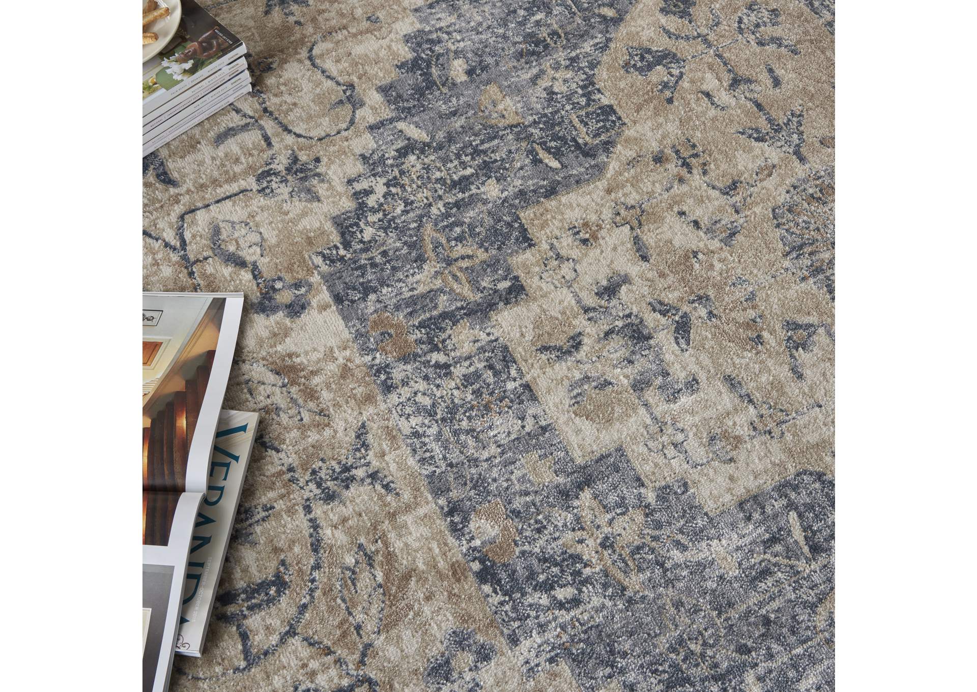 Malta by kathy ireland Home MAI11 Ivory/Blue 9'x12' Area Rug,Nourison