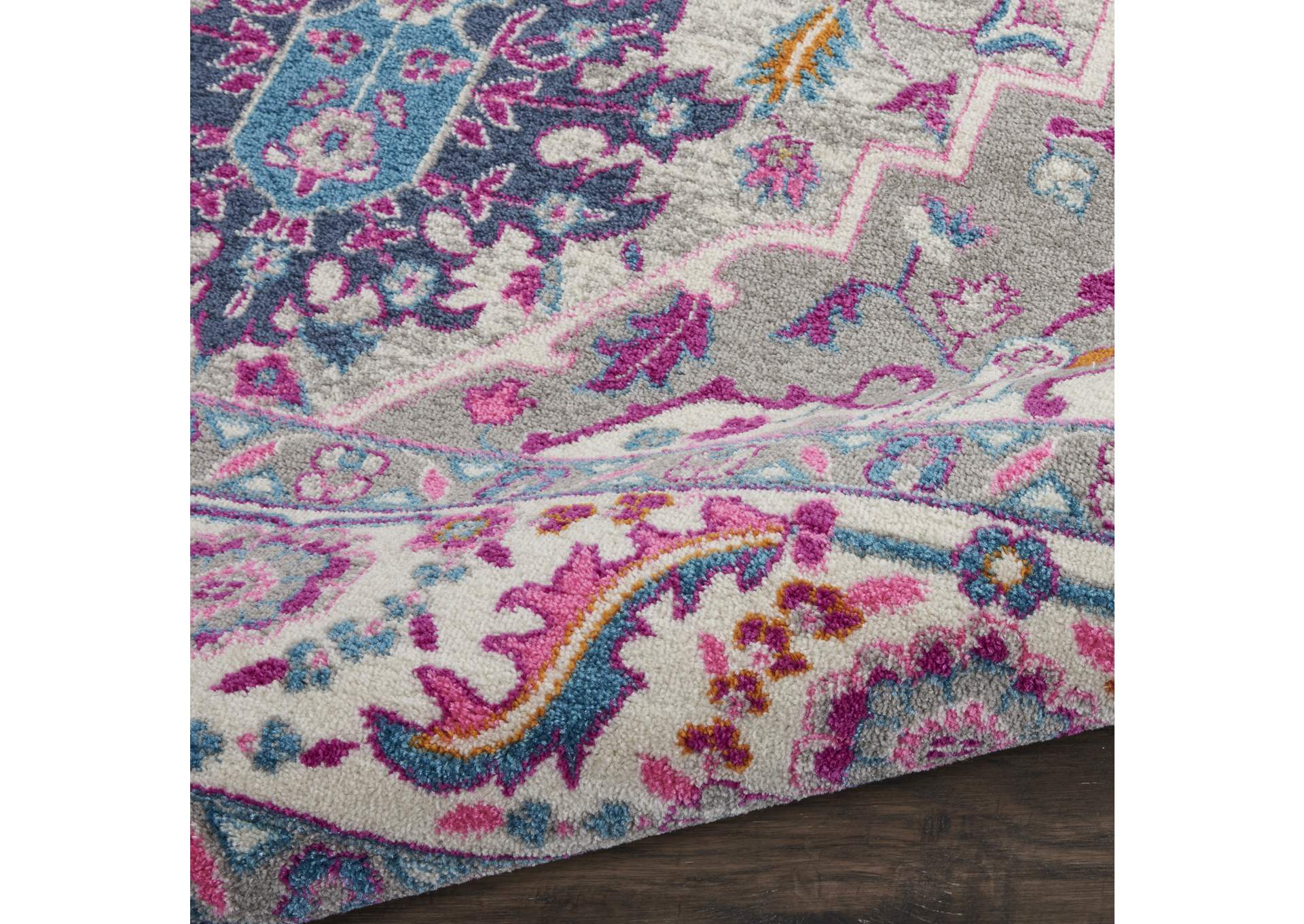 Nourison Passion PSN20 Grey and Pink 8'x10' Large Rug,Nourison