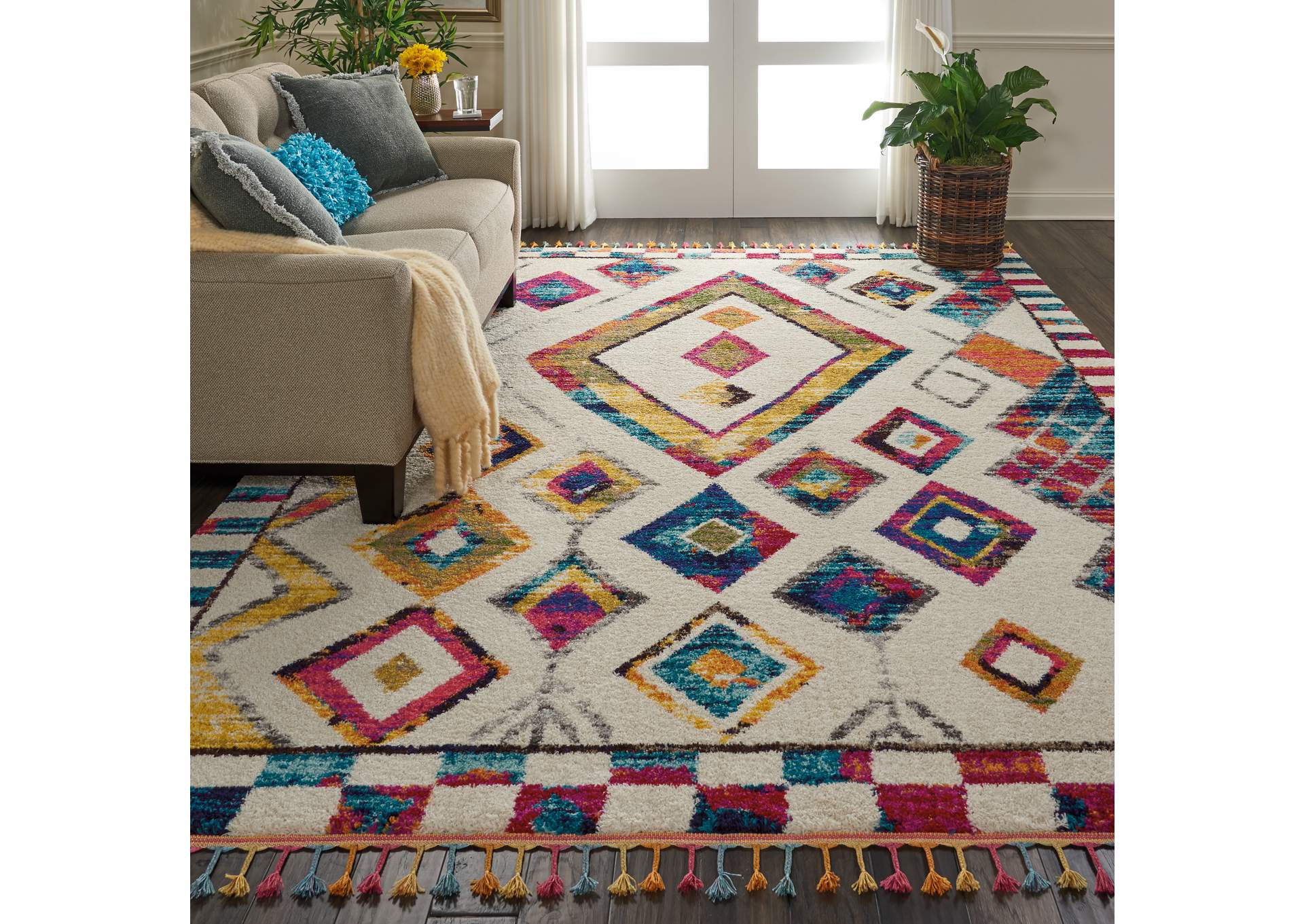 Nourison Nomad NMD02 White Multicolor 8'x11' Oversized Rug,Nourison