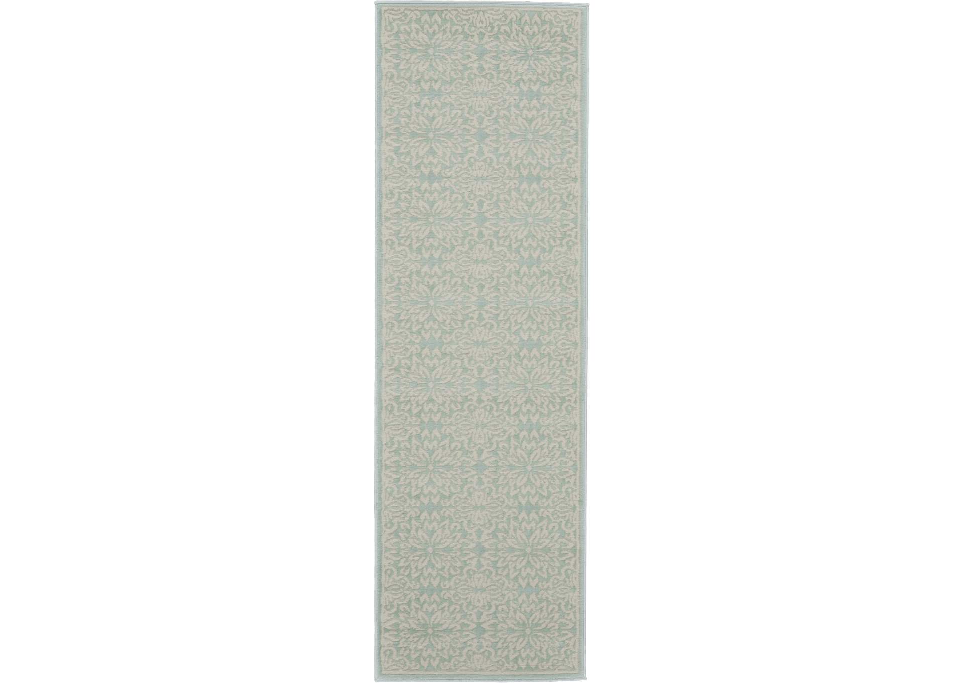 Nourison Jubilant JUB06 Aqua 7' Runner Low-pile Hallway Rug,Nourison