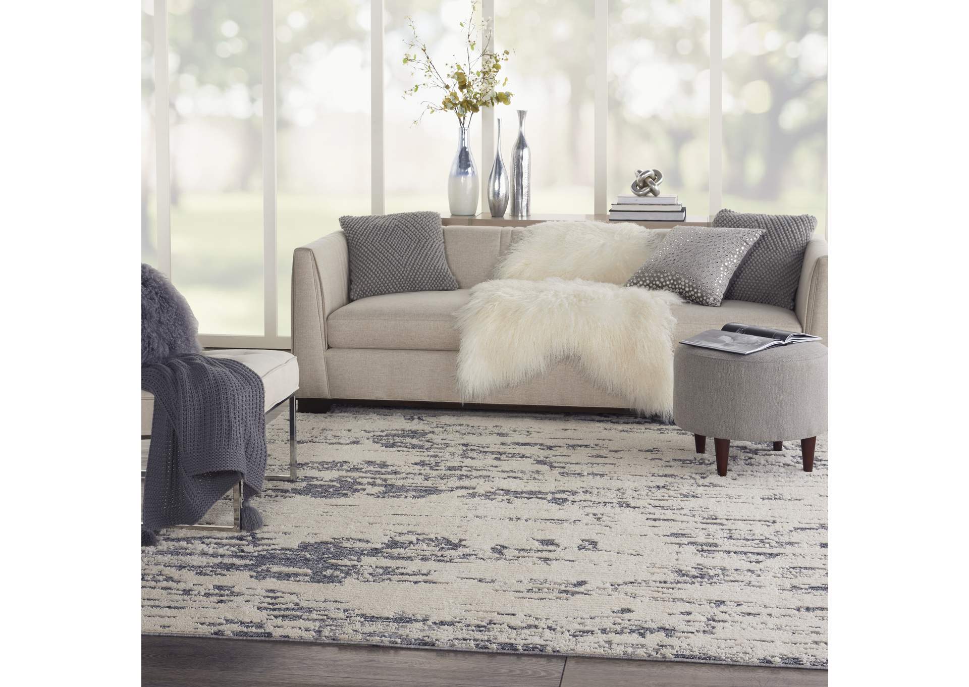 Nourison Zermatt 8' x 10' Blue Neutral Area Rug,Nourison