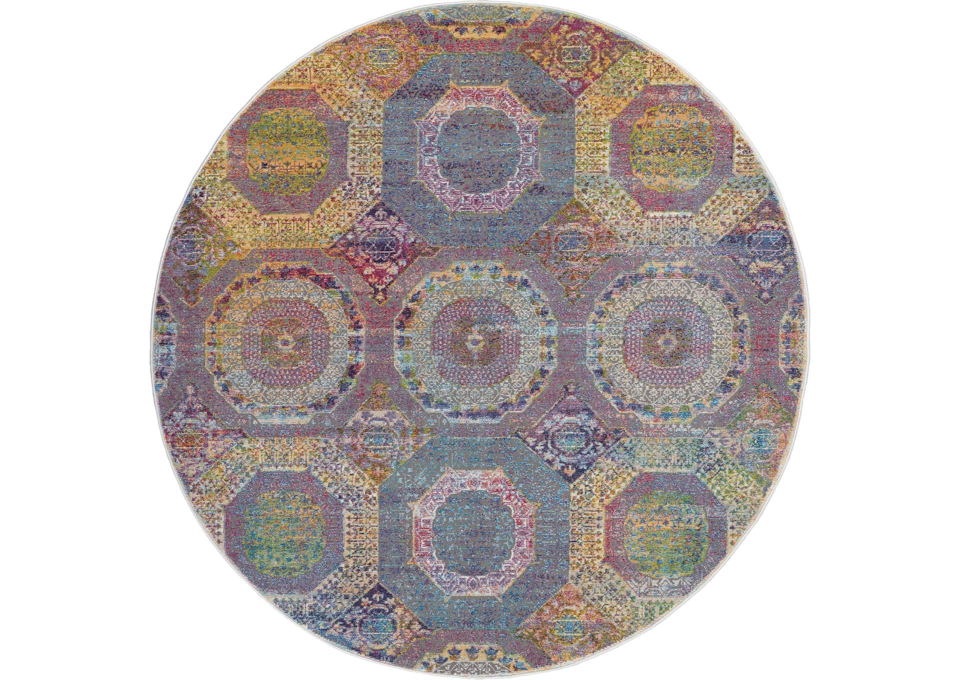 Nourison Ankara Global ANR05 Multicolor 4' Round Boho Area Rug,Nourison