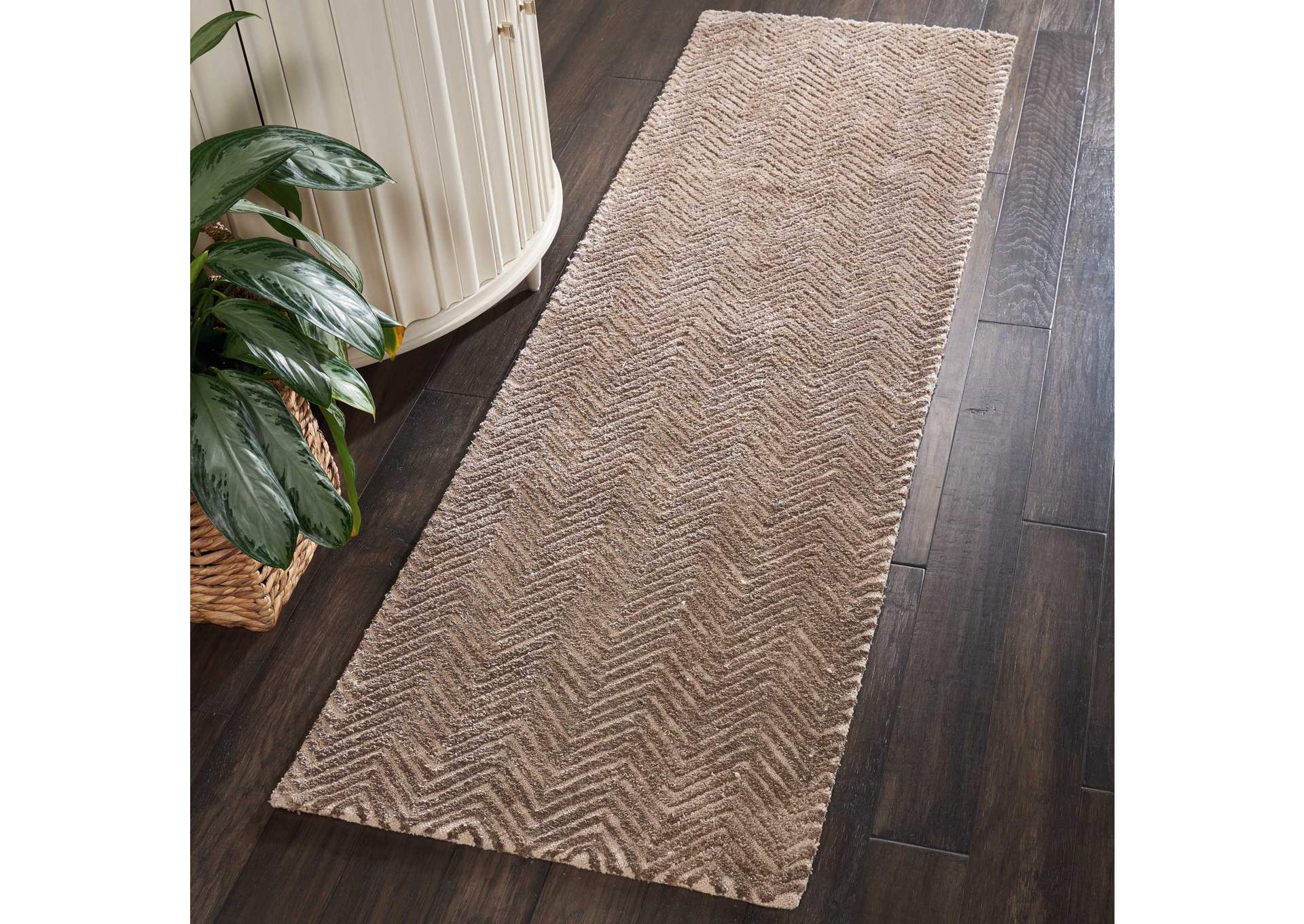 Nourison Deco Mod DEC03 Taupe 8' Runner Hallway Rug,Nourison