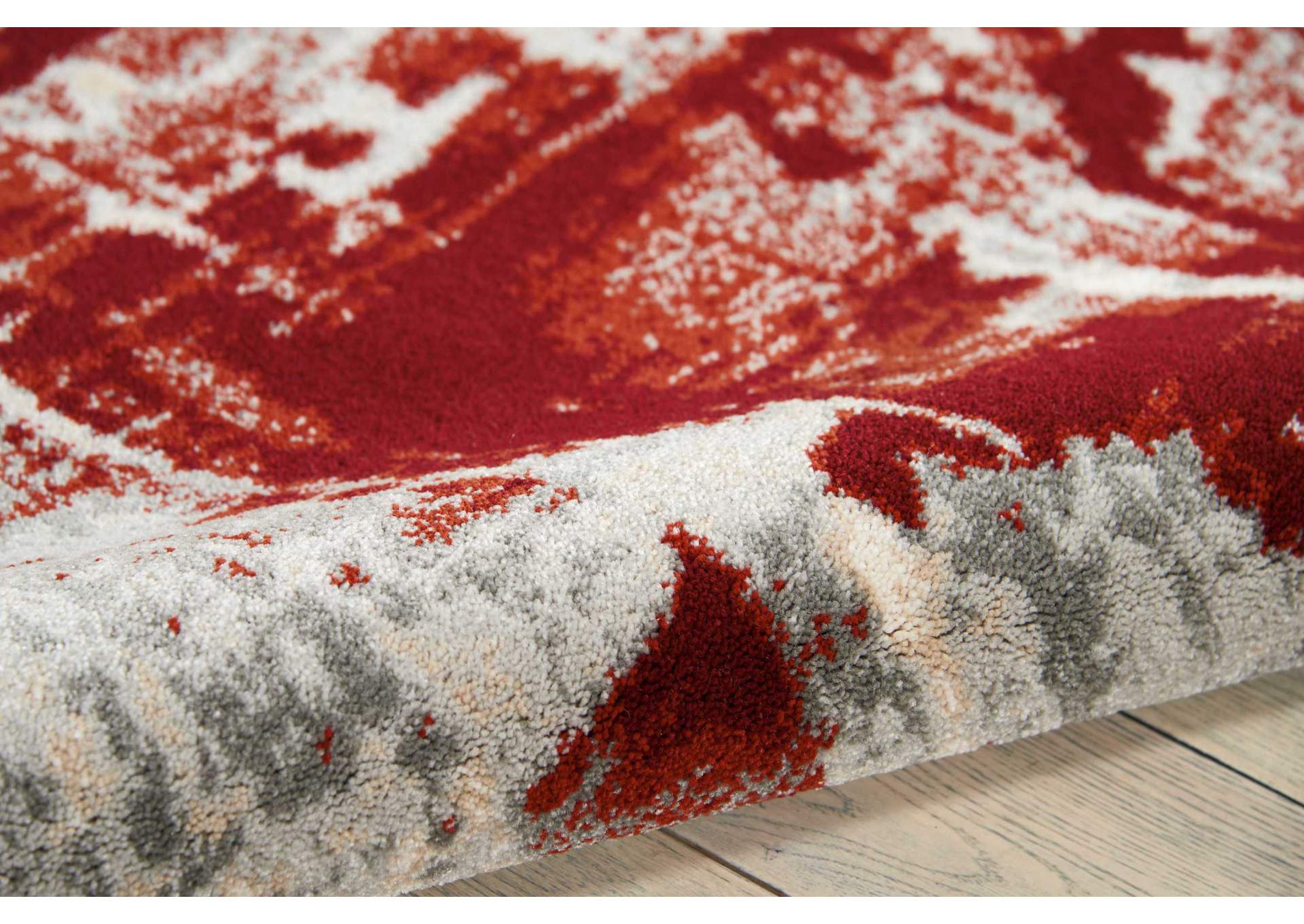 Nourison Maxell MAE14 White and Red 4'x6' Area Rug,Nourison