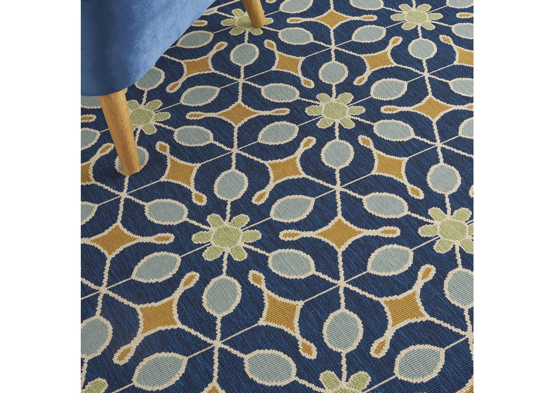 Nourison Caribbean CRB07 Dark Blue 5' Square Area Rug,Nourison