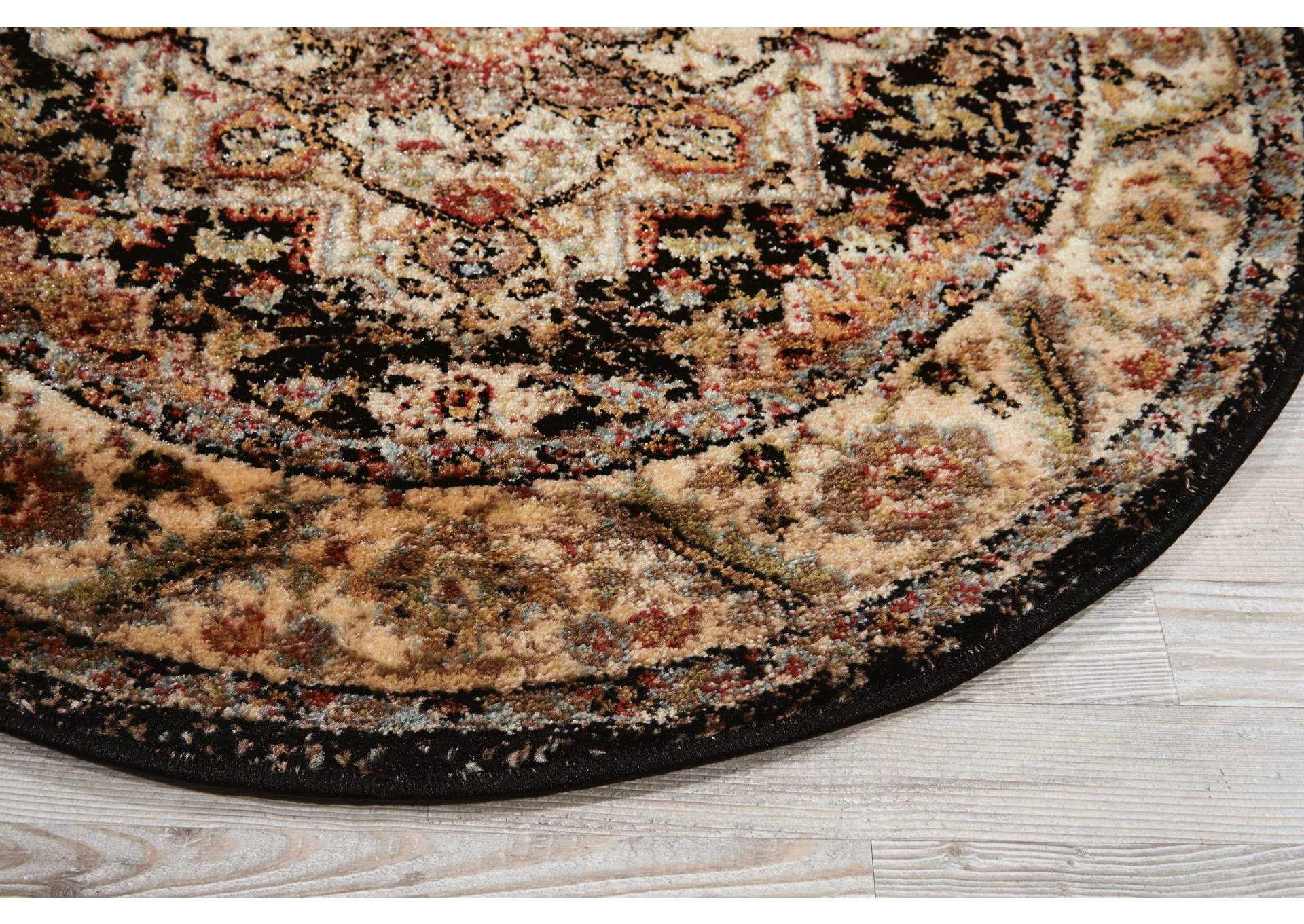 Nourison Delano DEL05 Black 3' Round Area Rug,Nourison