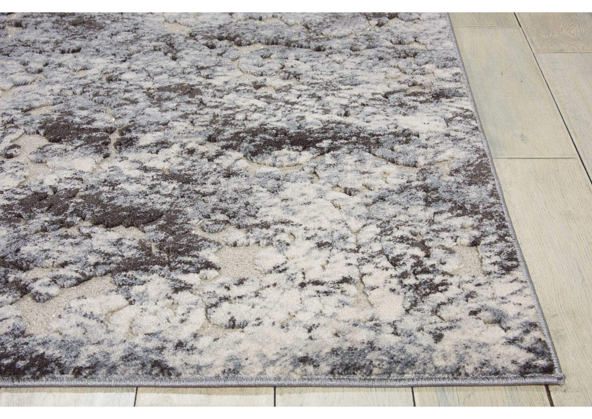 Michael Amini Gleam MA603 Grey and White 5'x7' Area Rug,Nourison