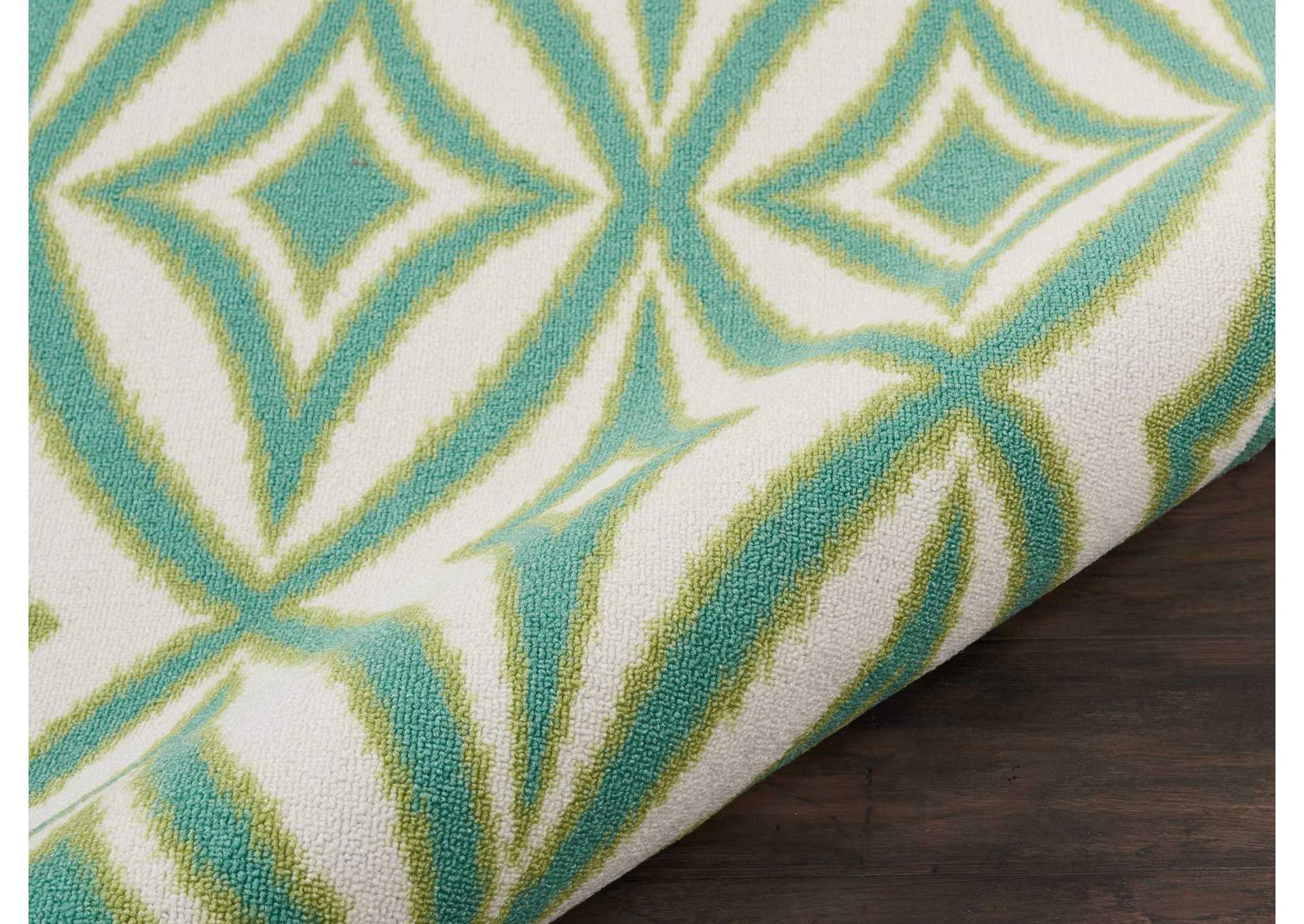 Nourison Sun N Shade SND19 Green 8' Runner Hallway Rug,Nourison