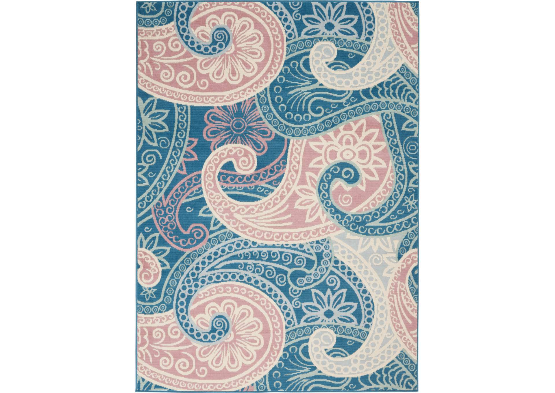 Nourison Jubilant JUB13 Pink and Blue 6'x9' Boho Area Rug,Nourison