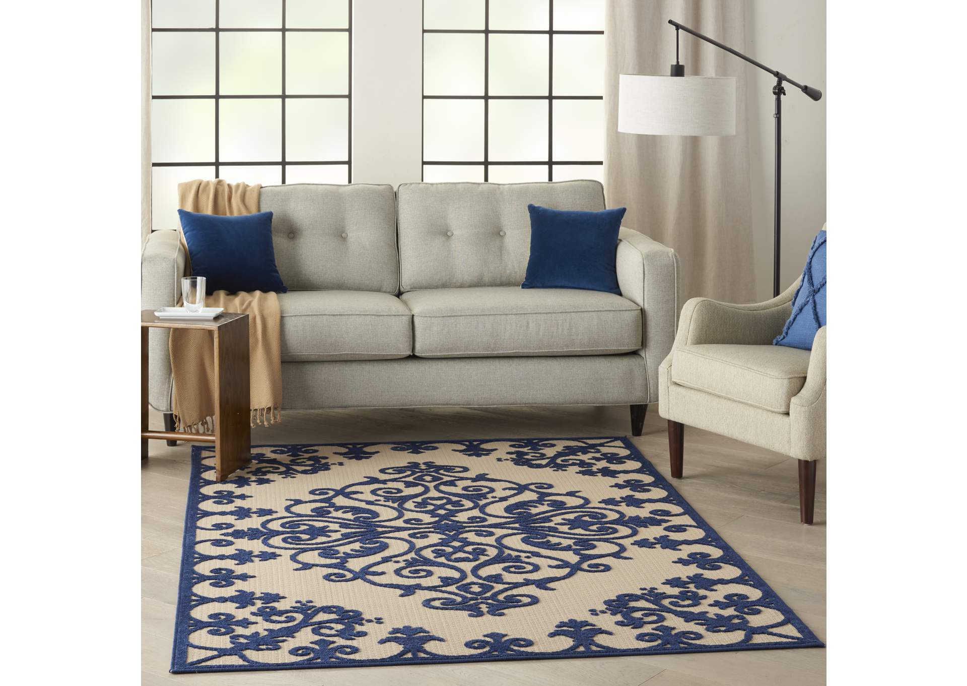 Nourison Aloha ALH12 Navy 4'x6' Indoor-outdoor Area Rug,Nourison